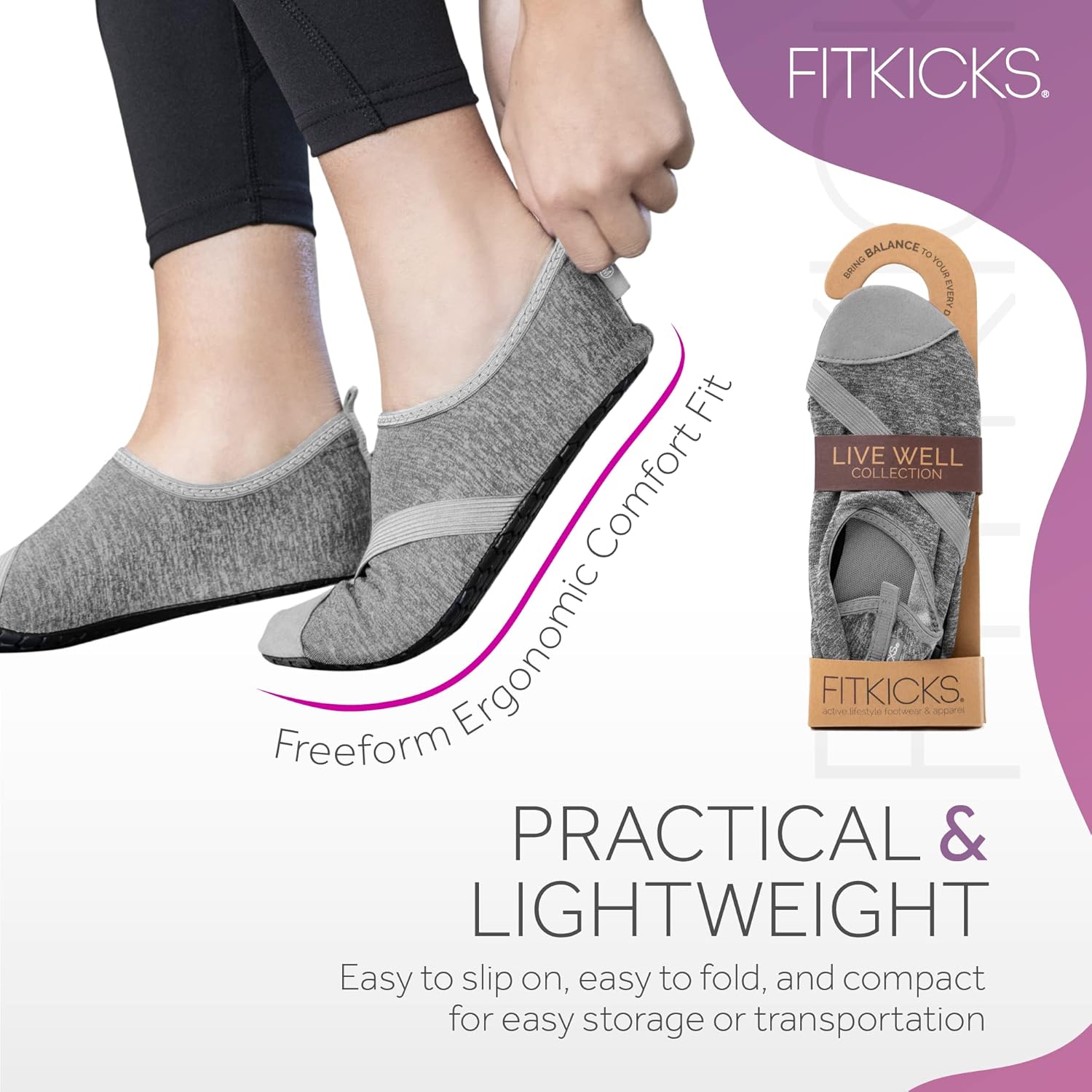 FitKicks Original Women's Foldable Active Lifestyle Minimalist Footwear Barefoot Yoga Sporty Water ShoesFitKicks722950360439Yoga ShoesYoga Shoes