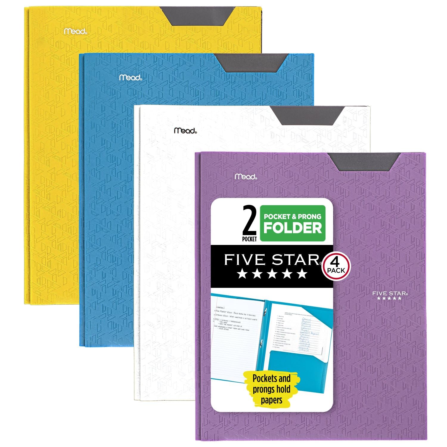 Five Star 2 Pocket Folders with Prong Fasteners, Stay - Put Folder - 1 CountFive Star043100340300Pocket FolderPocket Folder