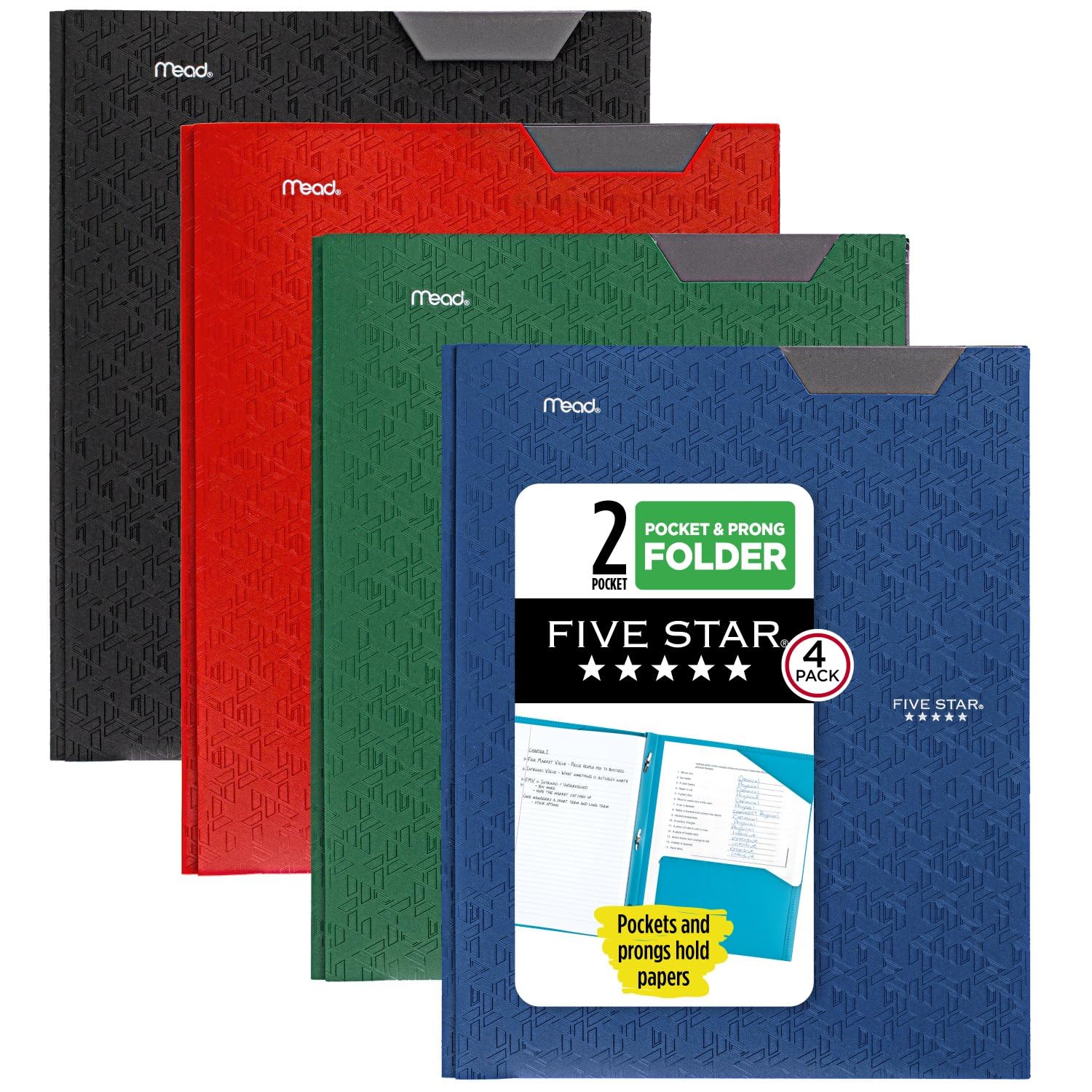 Five Star 2 Pocket Folders with Prong Fasteners, Stay - Put Folder - 1 CountFive Star043100340300Pocket FolderPocket Folder