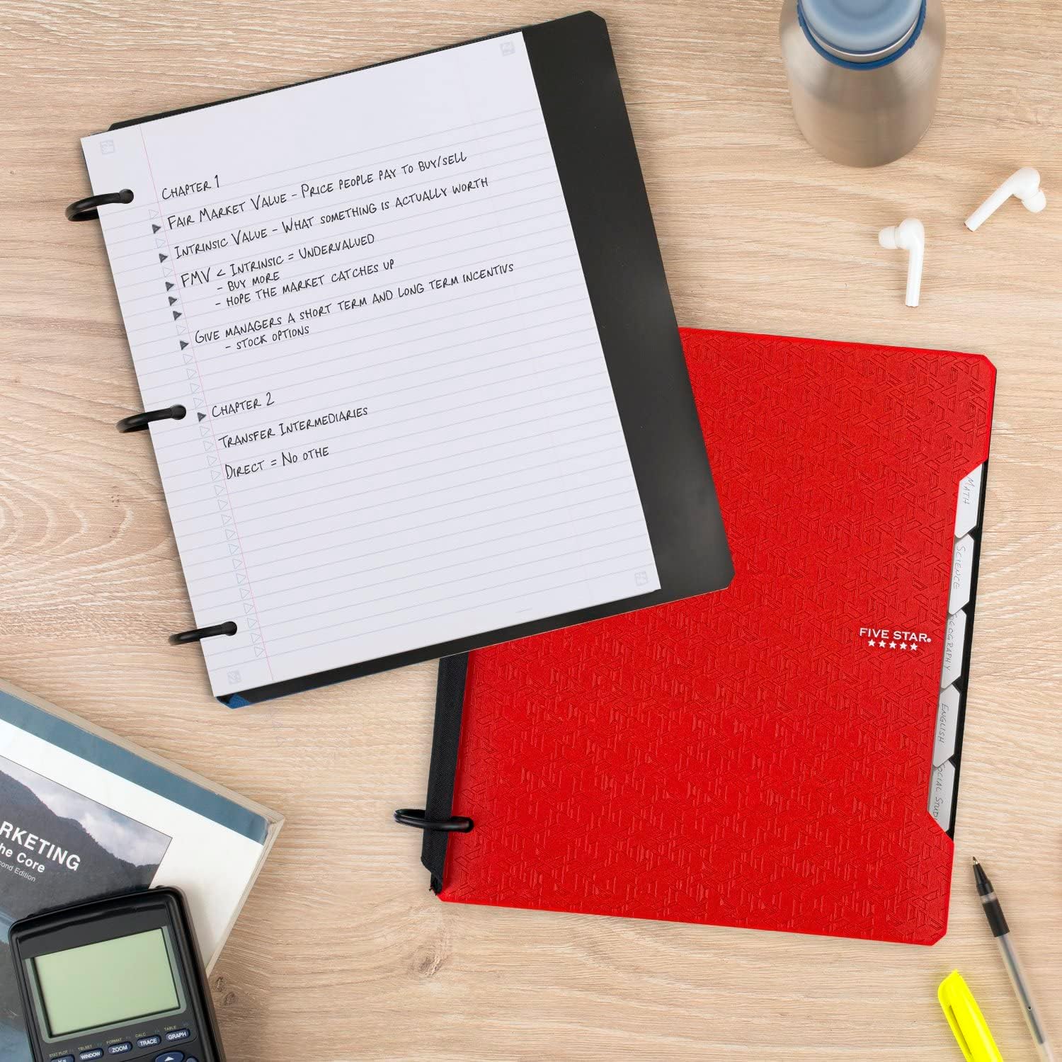 FIVE STAR Flex Refillable Notebook + Study App, College Ruled Paper, 1 Inch TechLock Rings, Pockets, Tabs and Dividers, 200 Sheet CapacityFive Star043100293286Refillable NotebookRefillable Notebook