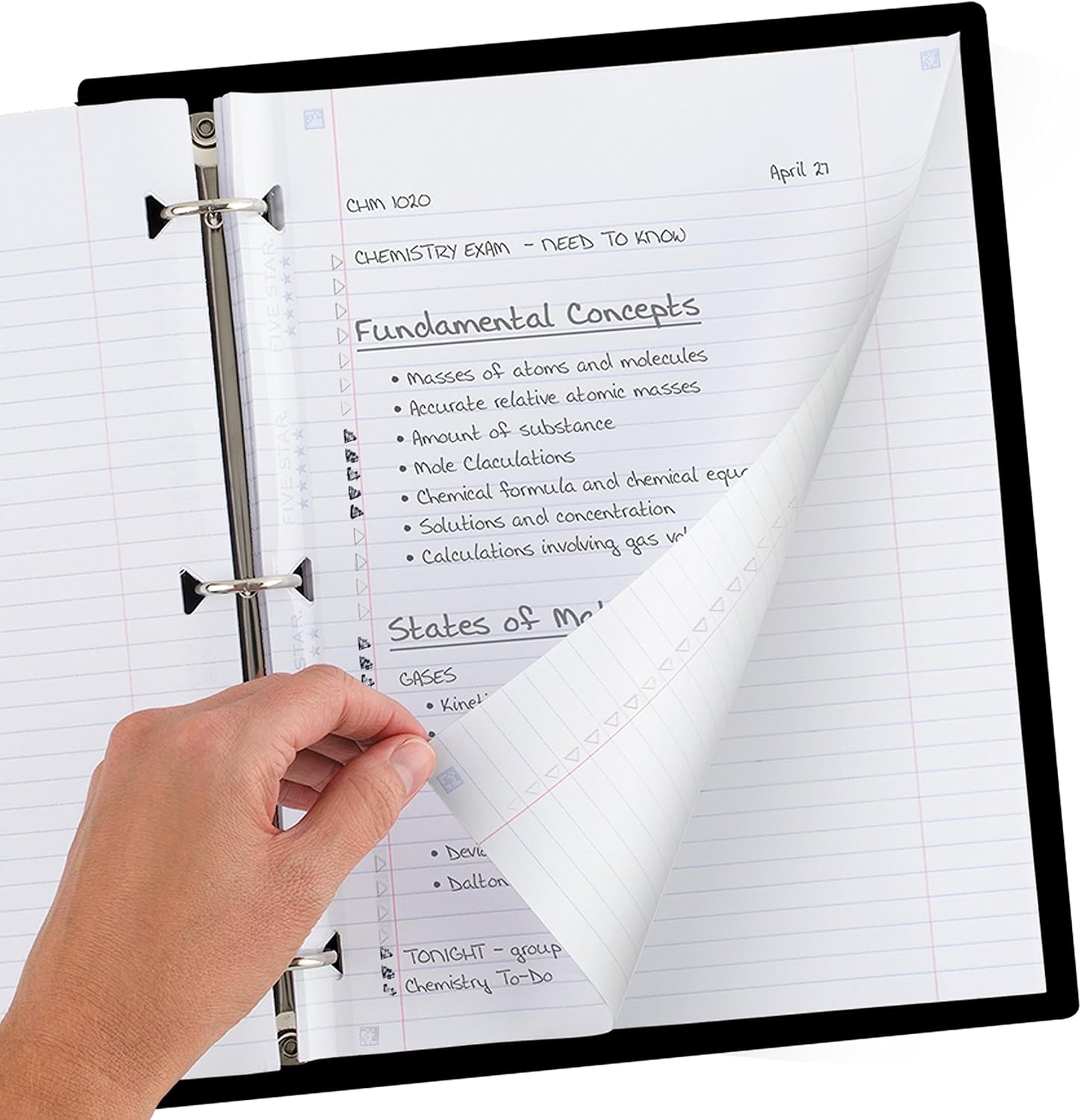 Five Star Loose Leaf Paper, 3 Hole Punched, Reinforced Filler Paper, College Ruled Paper, 11" x 8 - 1/2", 100 Sheets/Pack (17010)Five Star043100170105Notebook refill padsNotebook refill pads