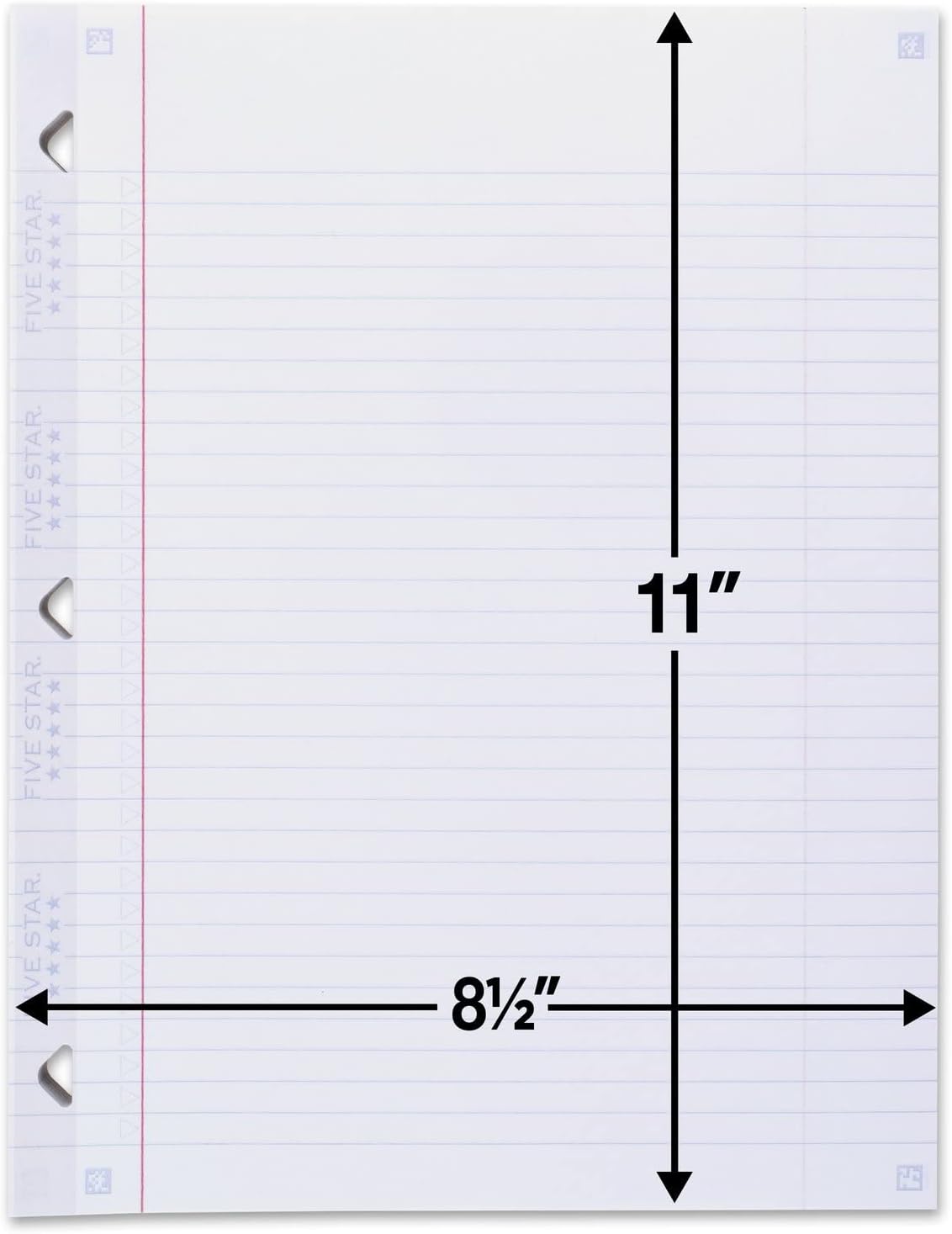 Five Star Loose Leaf Paper, 3 Hole Punched, Reinforced Filler Paper, College Ruled Paper, 11" x 8 - 1/2", 100 Sheets/Pack (17010)Five Star043100170105Notebook refill padsNotebook refill pads