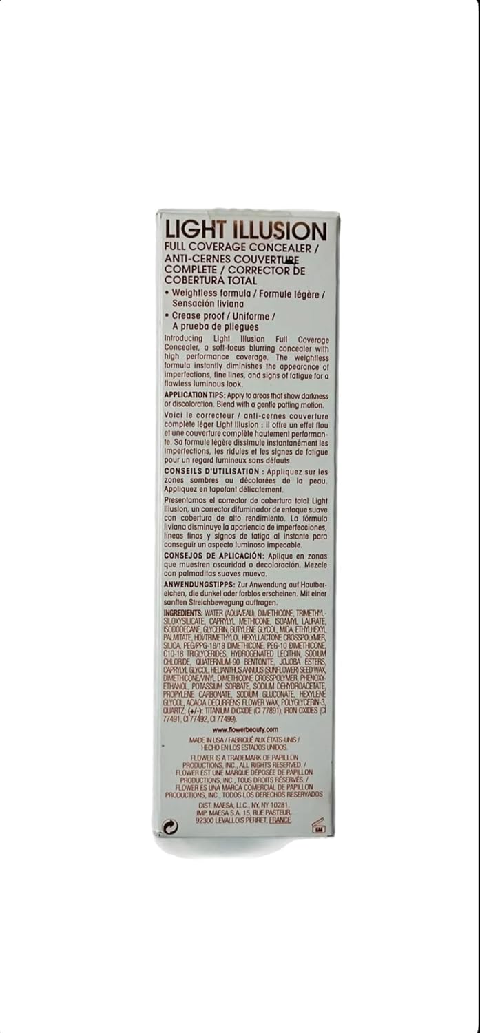 FLOWER BEAUTY By Drew Barrymore Light Illusion Full Coverage Concealer - Diffuse Dark Under Eye Circles, Blurs Blemishes, Weightless Formula, Crease Proof MakeupFLOWER BEAUTY840797138018ConcealerConcealer