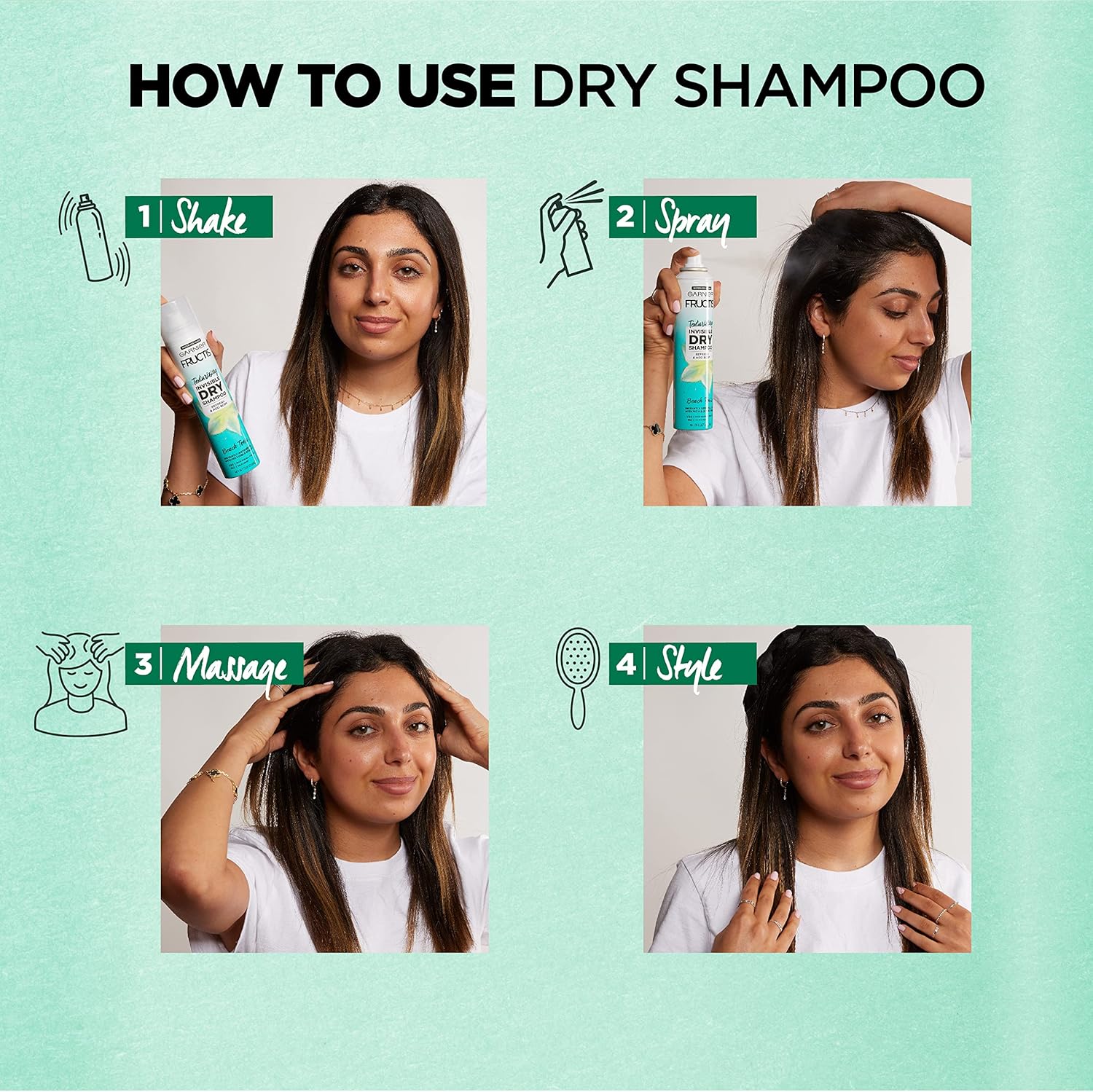 Garnier Fructis Deep Cleansing Invisible Dry Shampoo, Powered by Rice Starch and Clay to Instantly Refresh Hair, Aloe Clean - 126gGarnier603084076901ShampooShampoo