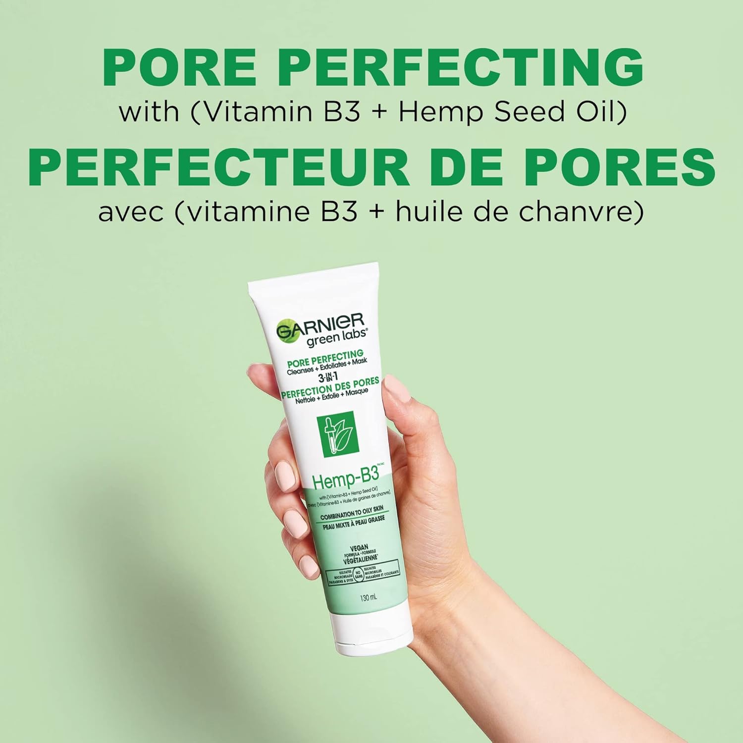 Garnier Green Labs Pore Perfecting 3 - in - 1 Face Wash Exfoliator Mask, Niacina - B with Niacinamide Vitamin B3 - 130 mlGarnier603084578375CleanserCleanser