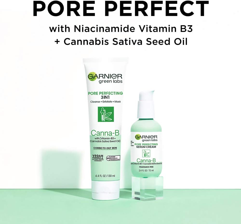 Garnier Green Labs Pore Perfecting 3 - in - 1 Face Wash Exfoliator Mask, Niacina - B with Niacinamide Vitamin B3 - 130 mlGarnier603084578375CleanserCleanser