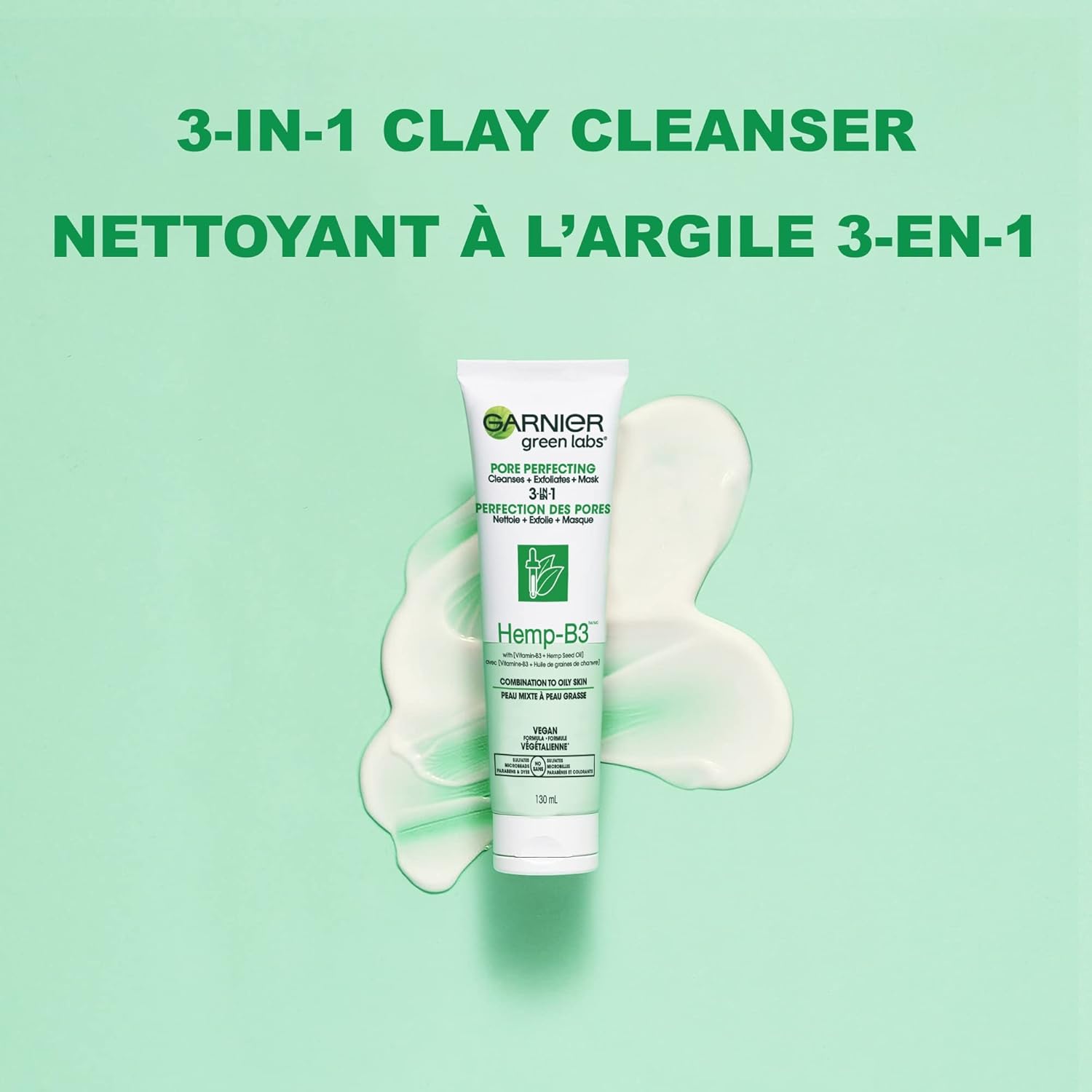 Garnier Green Labs Pore Perfecting 3 - in - 1 Face Wash Exfoliator Mask, Niacina - B with Niacinamide Vitamin B3 - 130 mlGarnier603084578375CleanserCleanser