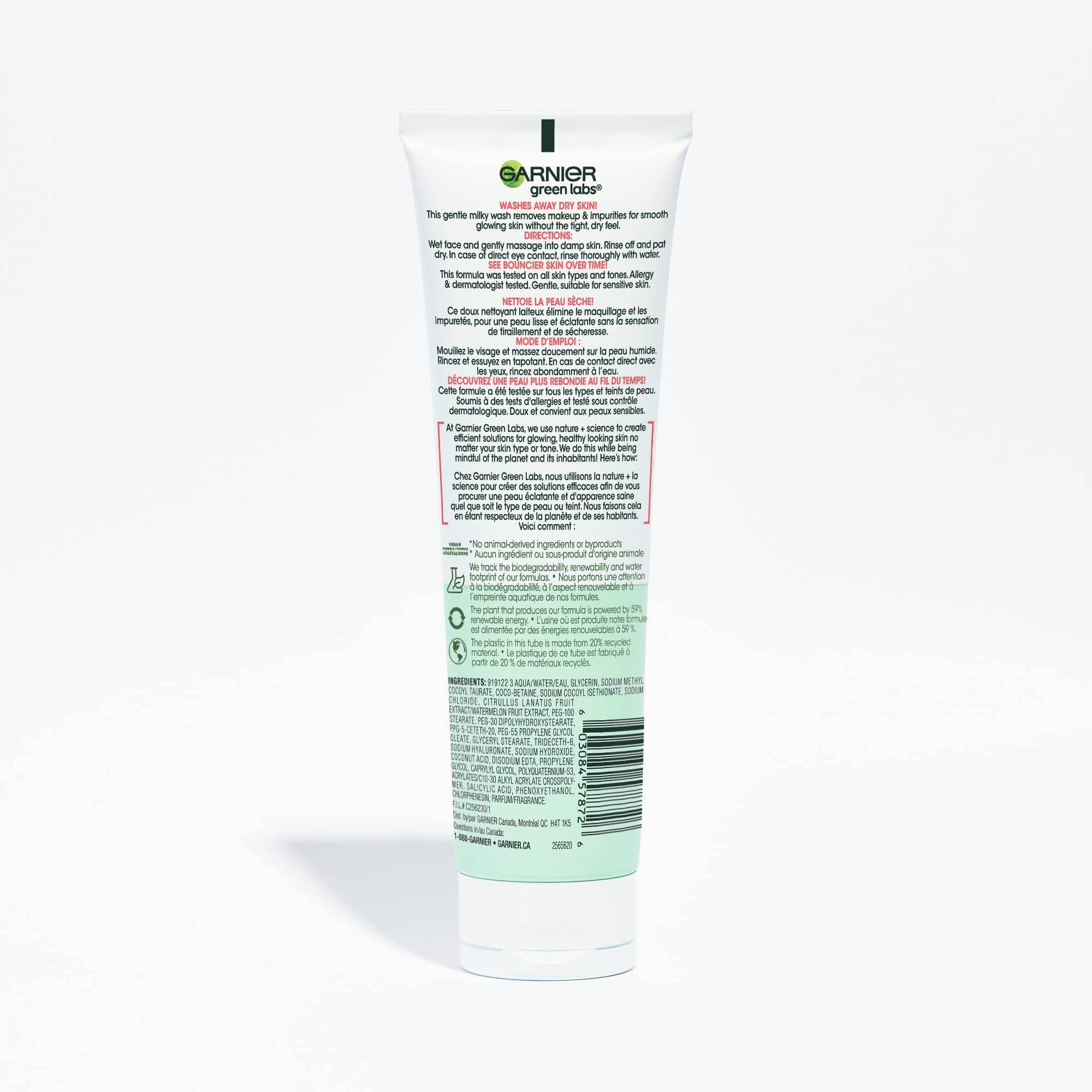 Garnier Green Labs Smoothing Milky Wash, Hyalu - Melon with Hyaluronic Acid + Watermelon for Dehydrated Skin, Fine Lines - 130 mlGarnier603084578726CleanserCleanser