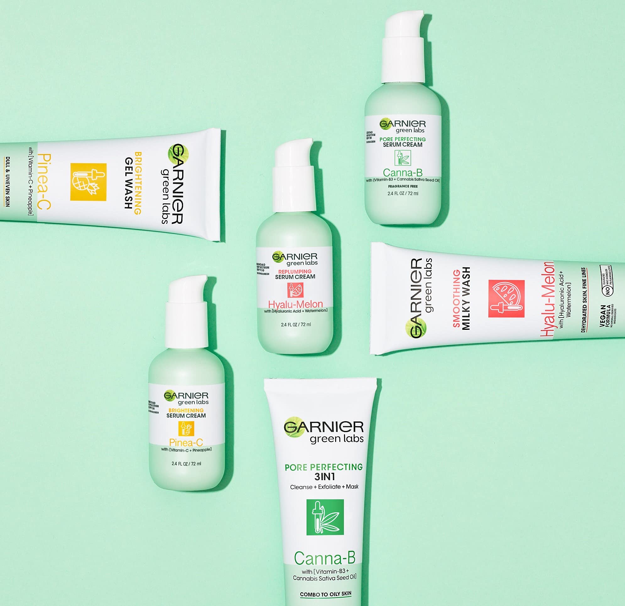 Garnier Green Labs Smoothing Milky Wash, Hyalu - Melon with Hyaluronic Acid + Watermelon for Dehydrated Skin, Fine Lines - 130 mlGarnier603084578726CleanserCleanser