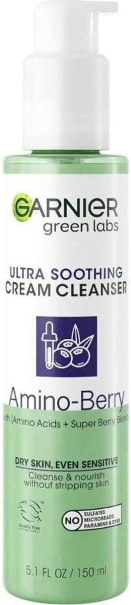 Garnier Green Labs Ultra Soothing Cream Cleanser - Amino Berry, Hydrates and Soothes Skin - 150 mlGarnier603084070091CleanserCleanser