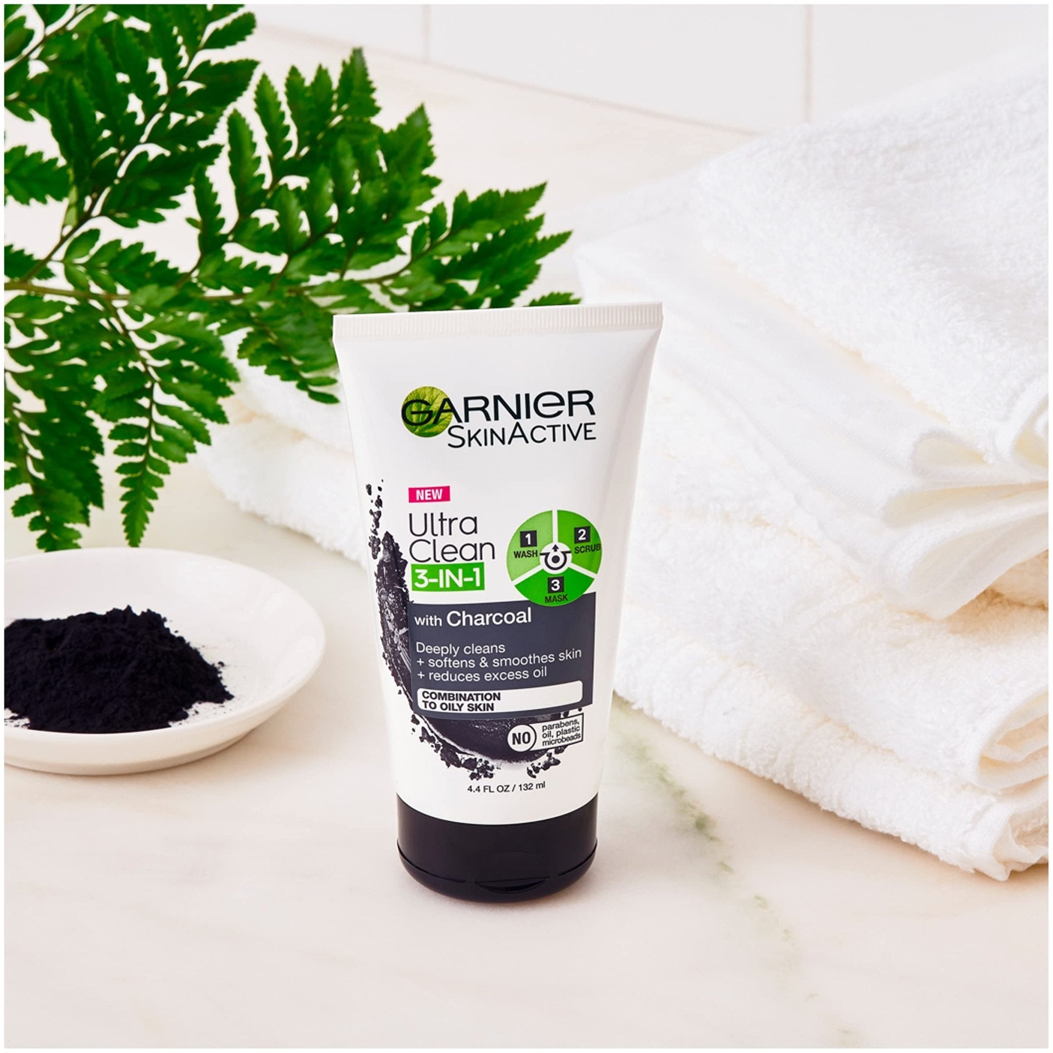 Garnier SkinActive Charcoal, 3 in 1 Ultra Clean Face Wash, Scrub and Mask - 132 mlGarnier603084548507CleanserCleanser