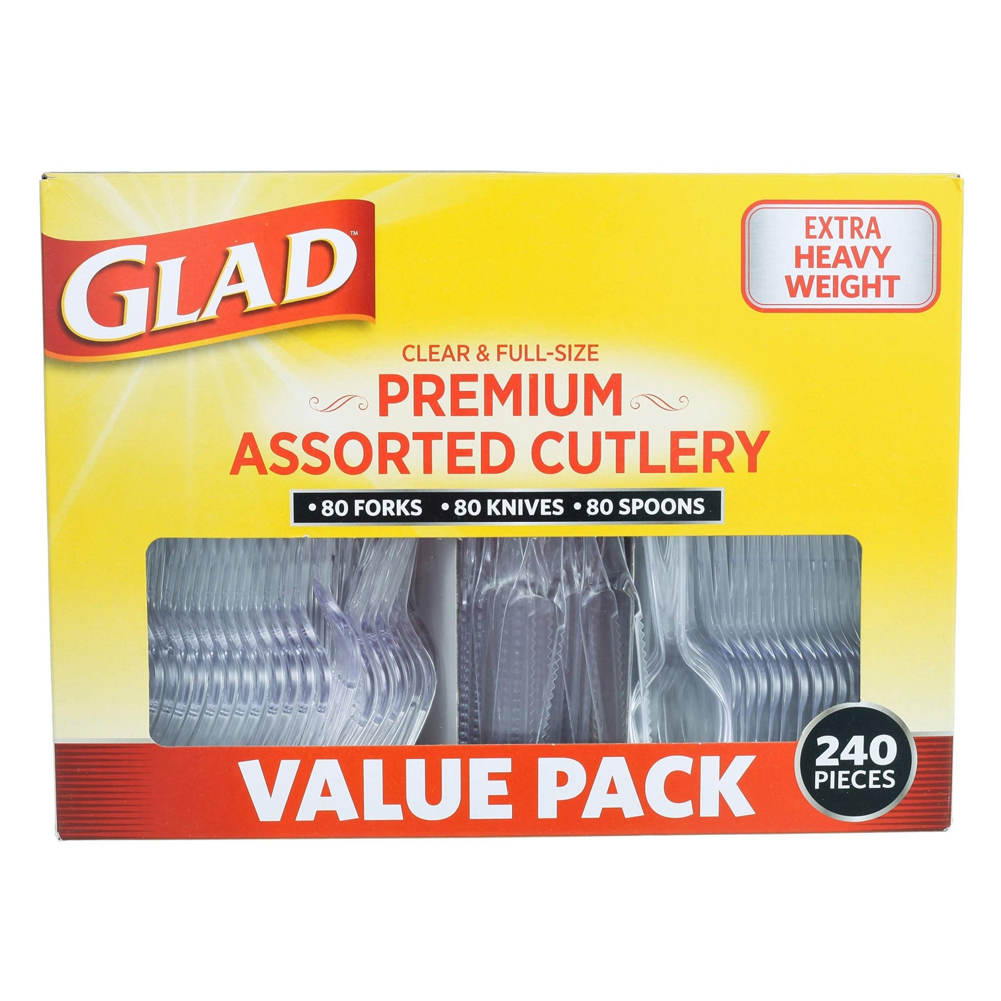 Glad Disposable Clear Cutlery Set - Clear Heavy Duty Plastic Forks, Knives, and SpoonsGlad742797849751Disposable CutleryDisposable Cutlery
