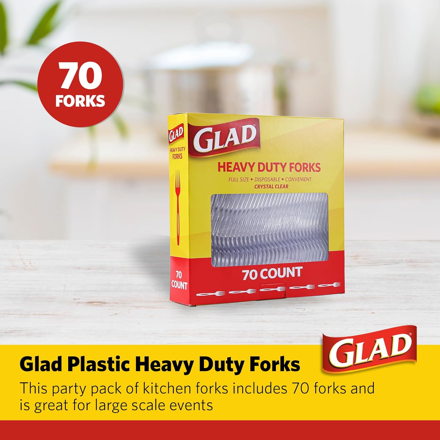 Glad Disposable Clear Cutlery Set - Clear Heavy Duty Plastic Forks, Knives, and SpoonsGlad742797849751Disposable CutleryDisposable Cutlery