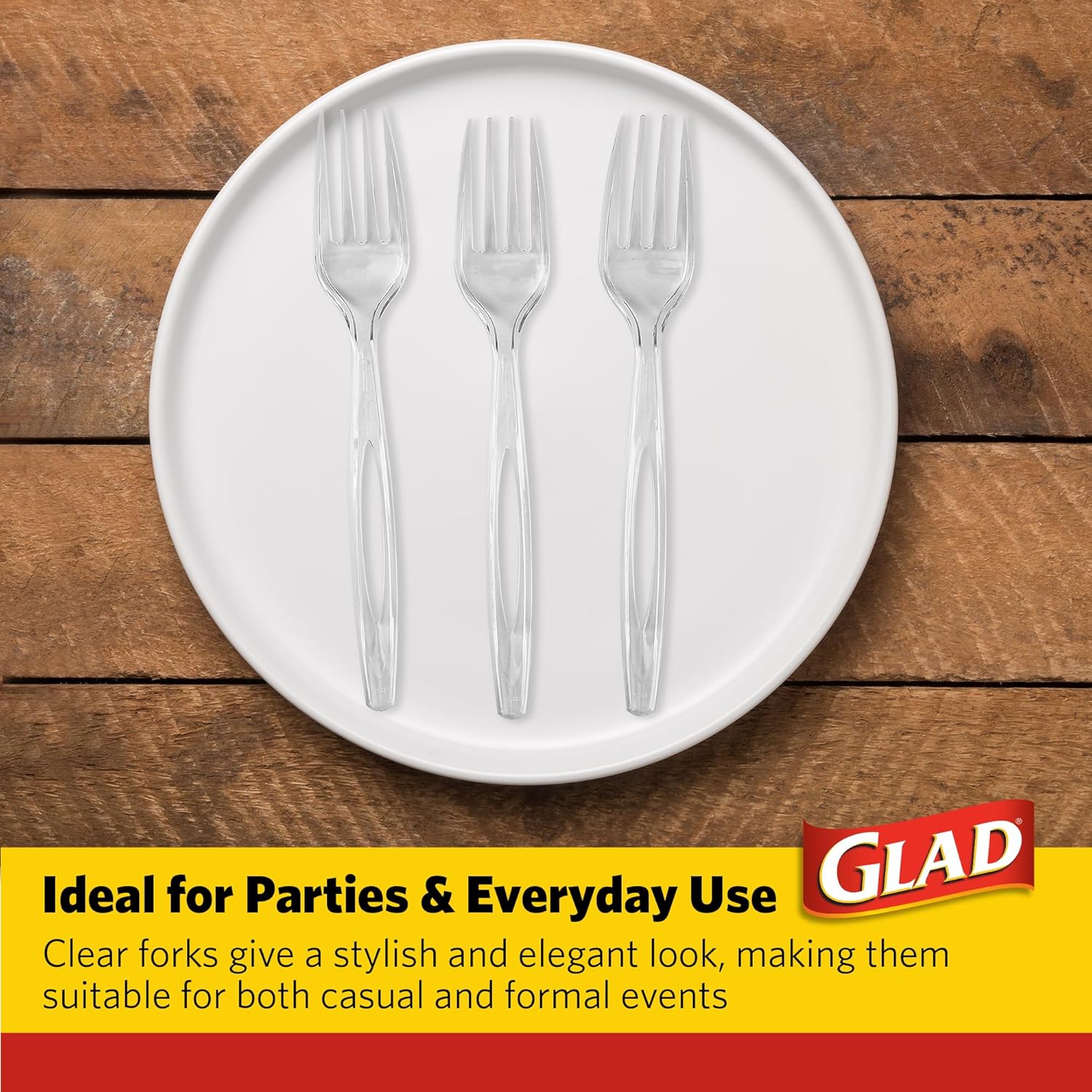 Glad Disposable Clear Cutlery Set - Clear Heavy Duty Plastic Forks, Knives, and SpoonsGlad742797849751Disposable CutleryDisposable Cutlery