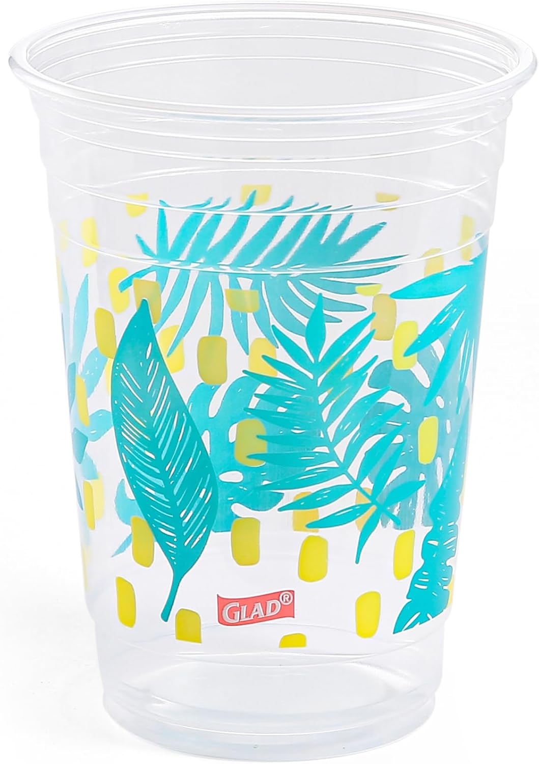 Glad Everyday Clear Plastic Cups with Palm Leaf Print, Strong and Sturdy Plastic Cups for All Occasions - 532 ml, 24ctGlad742797036496Disposable CutleryDisposable Cutlery