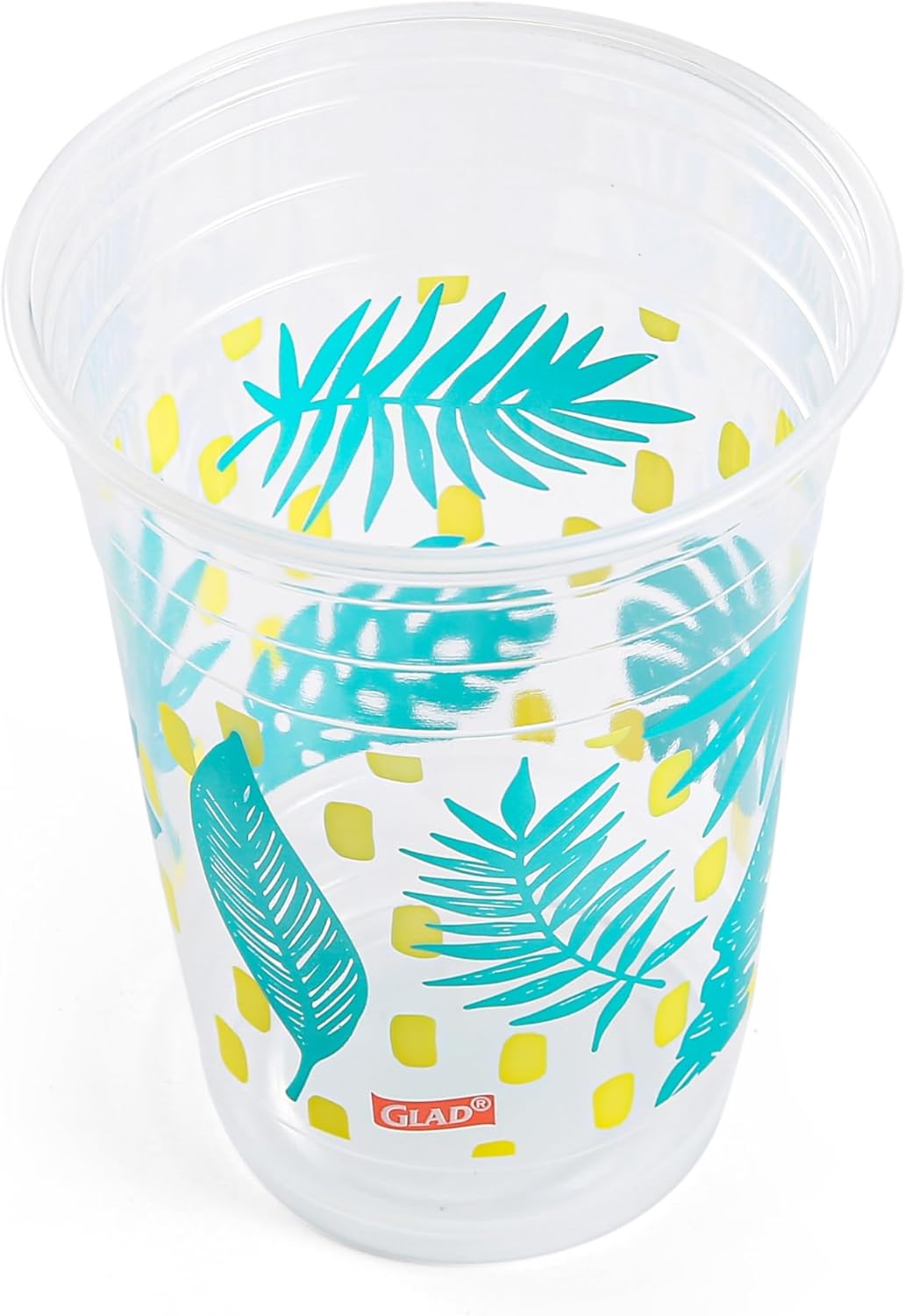 Glad Everyday Clear Plastic Cups with Palm Leaf Print, Strong and Sturdy Plastic Cups for All Occasions - 532 ml, 24ctGlad742797036496Disposable CutleryDisposable Cutlery