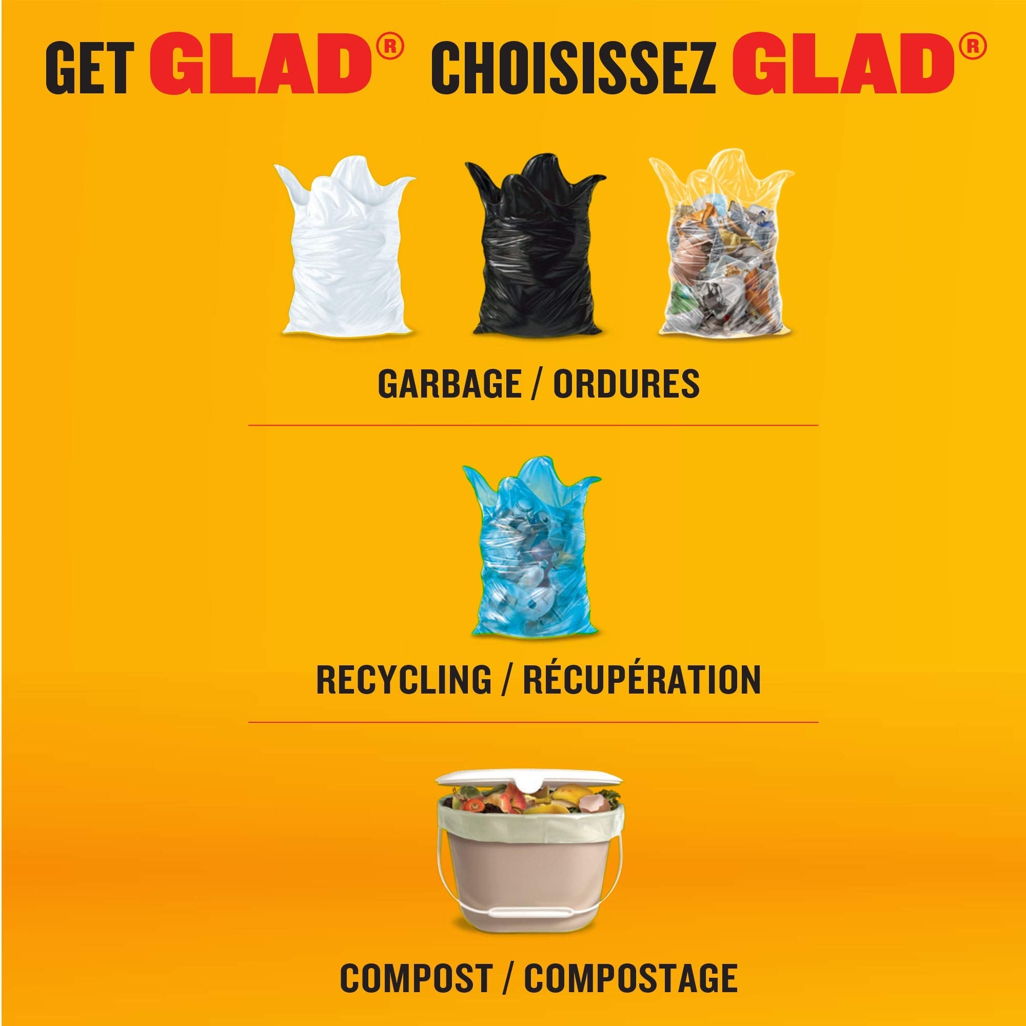 Glad Kitchen Compost trash Bags - Febreze Fresh Lemon, Small 10 L - 20 CountGlad885865741202Garbage BagGarbage Bag