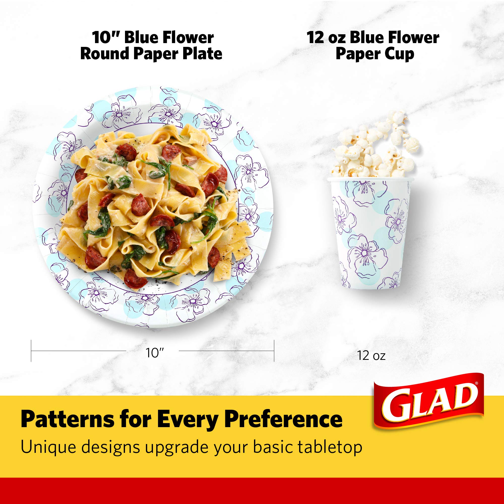 Glad Round Disposable Paper Plates for All Occasions - Soak Proof, Cut Proof, Microwaveable Heavy Duty Disposable Plates - 10" Diameter, 50 countGlad742797779782Disposable PlatesDisposable Plates