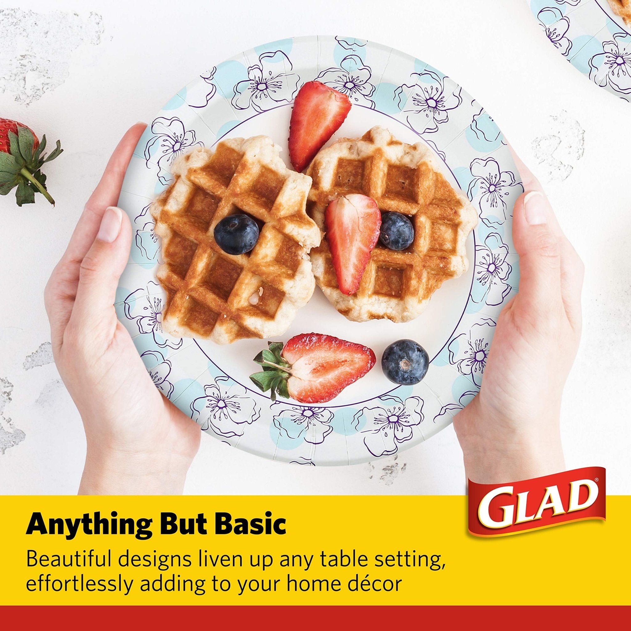 Glad Round Disposable Paper Plates for All Occasions - Soak Proof, Cut Proof, Microwaveable Heavy Duty Disposable Plates - 10" Diameter, 50 countGlad742797779782Disposable PlatesDisposable Plates