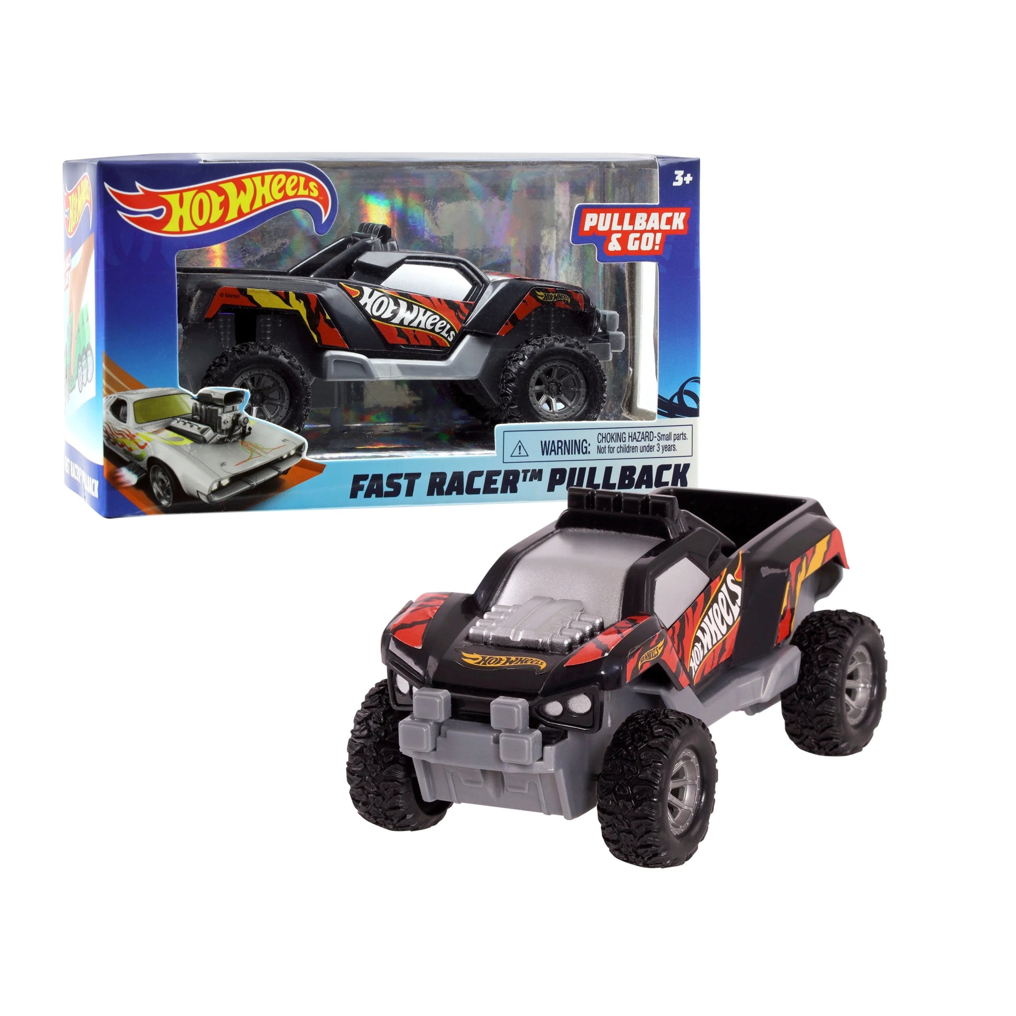 Hot Wheels Fast Racer Pullback cars and truck Vehicle for kids - Dawgzilla Gray/BlackHot Wheels886144981739Toy CarToy Car