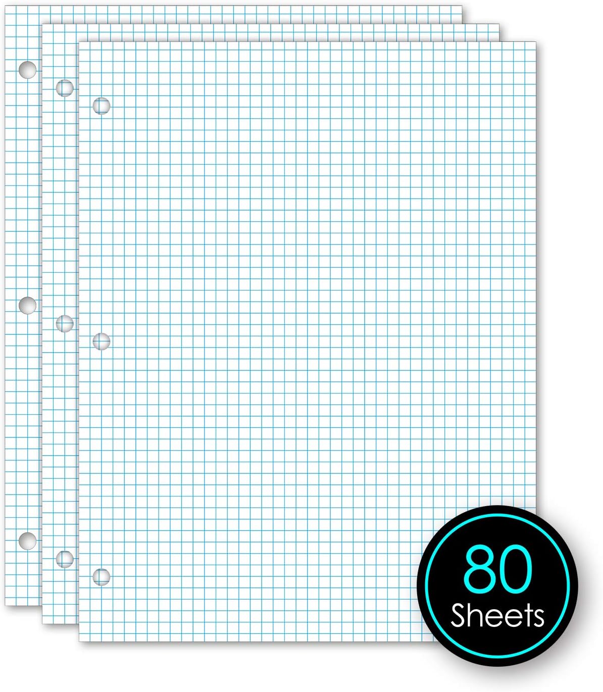 iScholar Quad Filler graph Paper, 5 Squares per Inch, 10.5 x 8 Inches, 80 Sheets, WhiteiScholar816124018094Graph PaperGraph Paper