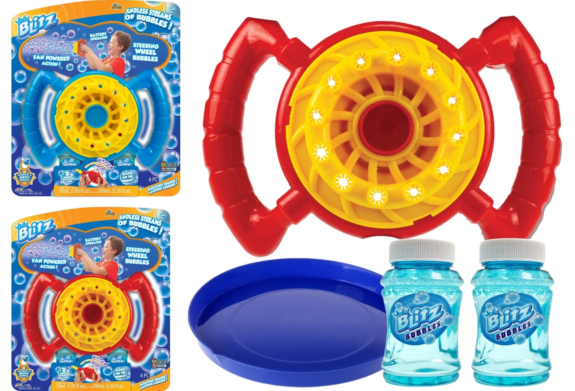 JA - RU Blitz Fan Bubble Wheel Blower with 2 Non Toxic Bubble Soap Solution, Battery Operated Automatic Bubble Maker Machine. Kids Outdoor Handheld Portable ToysJA - RU075656986008Bubble MakerBubble Maker
