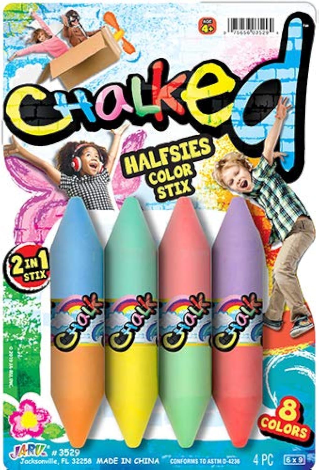 JA - RU Jumbo Double Sided Sidewalk Chalk, Non - Toxic & Washable Colored Chalk for Kids Ultimate Art Set Crayon, Outdoor Street DrawingJA - RU075656986206ChalkChalk