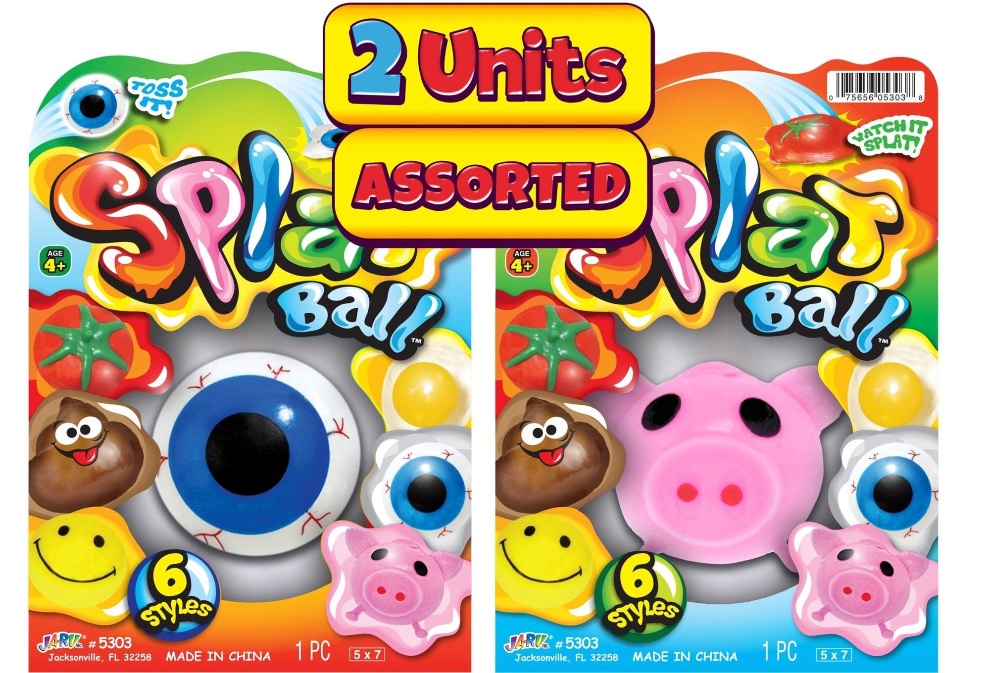 JA - RU toss it Splat Ball Sticky & Stretchy - Assorted 6 stylesJA - RU601202993840Squeeze ToysSqueeze Toys