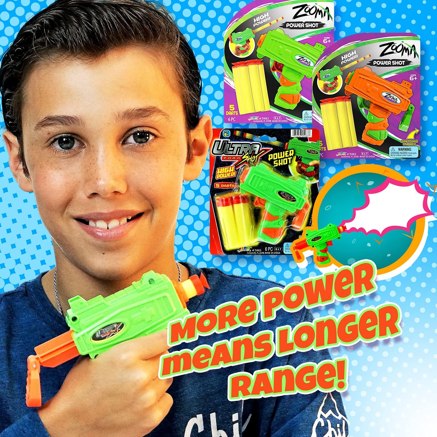 Ja - Ru Zooma Power Shot Mini Pistol Toy Gun, Soft Small Foam Darts, Blaster Gun for Kids, Teen and Adults, Boys and GirlsJA - RU075656980976Toy GunToy Gun