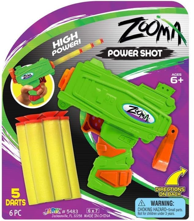 Ja - Ru Zooma Power Shot Mini Pistol Toy Gun, Soft Small Foam Darts, Blaster Gun for Kids, Teen and Adults, Boys and GirlsJA - RU075656980976Toy GunToy Gun