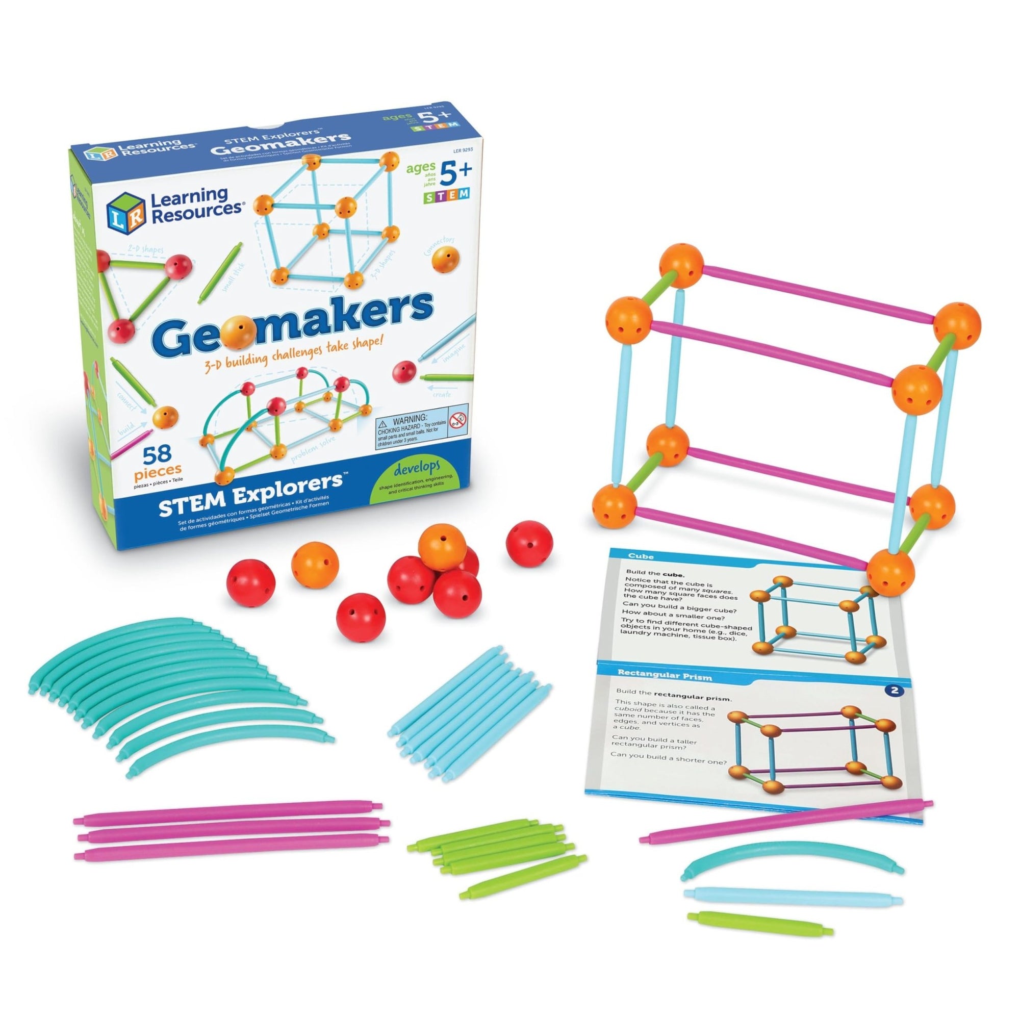 Learning Resources STEM Explorers Geomakers - 58 Pieces, Ages 5+ STEM Toys for Kids, Kindergartner Learning Toys, Shapes for KidsLearning Resources765023092936Building ToysBuilding Toys