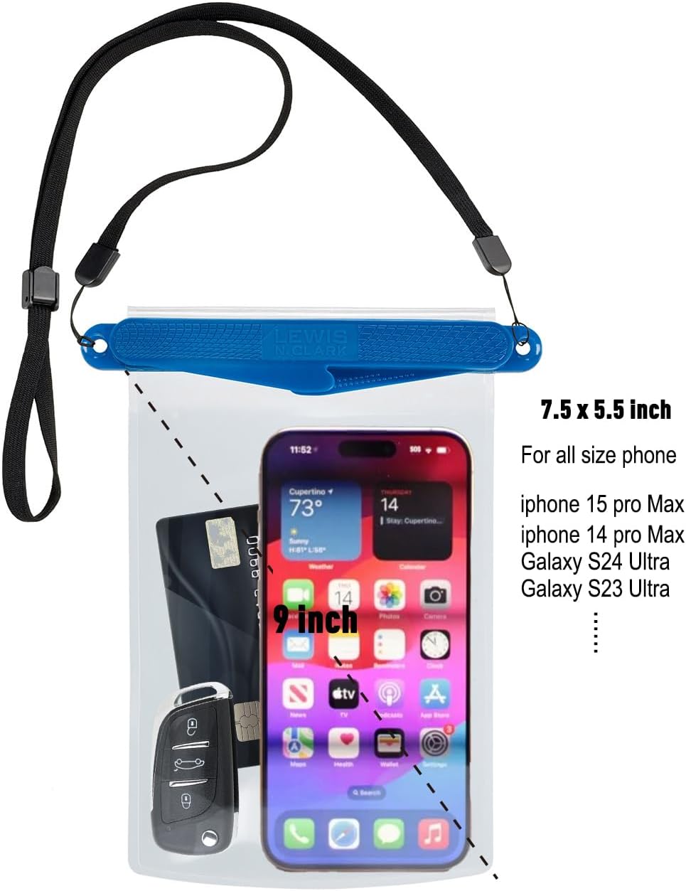 Lewis N. Clark Waterseals Magnetic Self - Sealing Waterproof Pouch, Dry Bag for Cell Phone for Pool or Beach - One SizeLewis N. Clark029275017827Waterproof Mobile PouchWaterproof Mobile Pouch