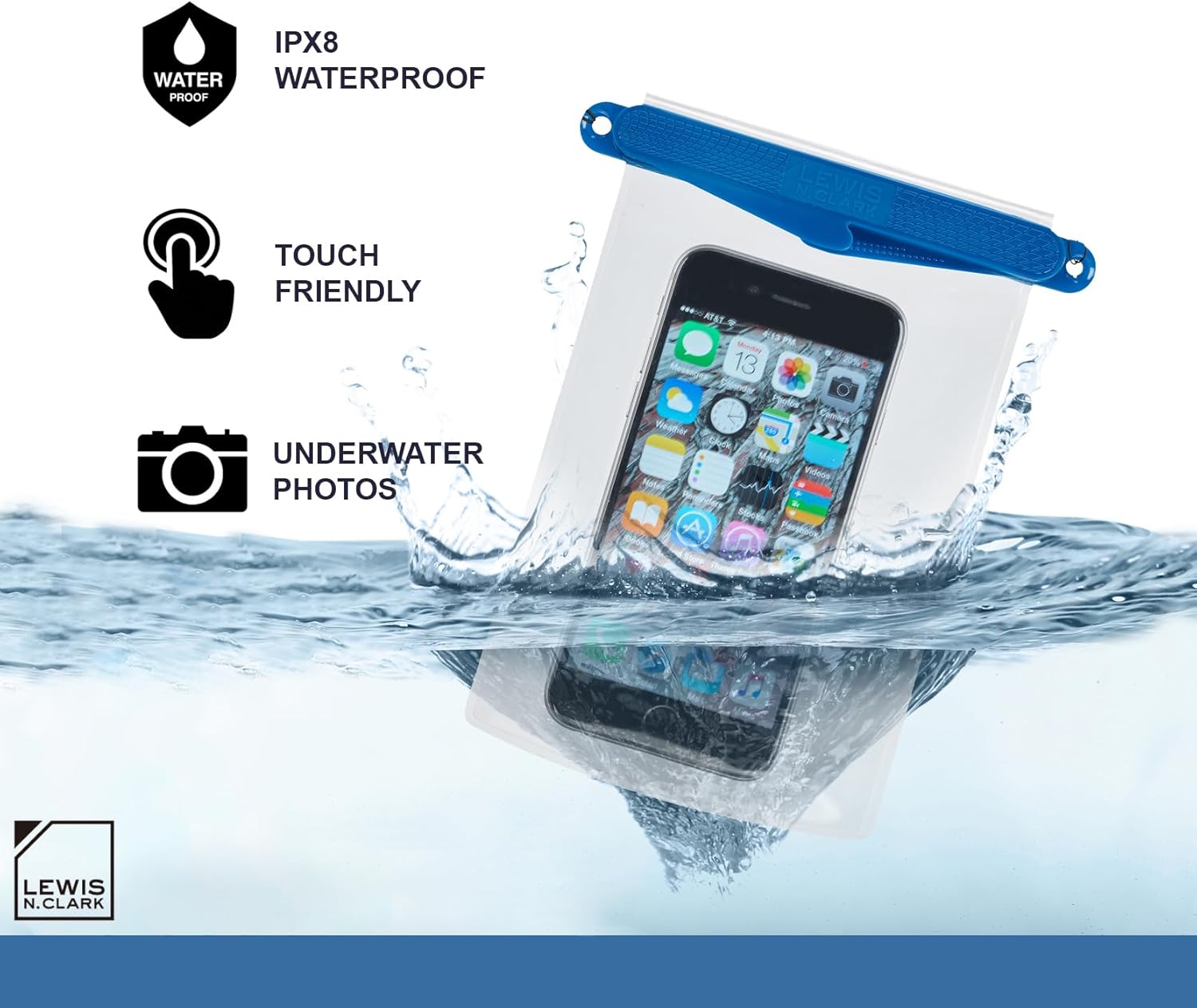 Lewis N. Clark Waterseals Magnetic Self - Sealing Waterproof Pouch, Dry Bag for Cell Phone for Pool or Beach - One SizeLewis N. Clark029275017827Waterproof Mobile PouchWaterproof Mobile Pouch