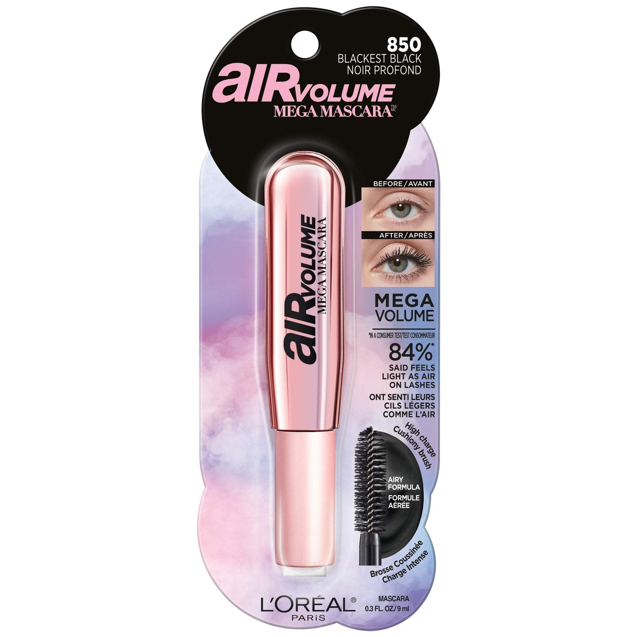 L’Oréal Paris Air Volume Mega Mascara, Lightweight, Whipped Texture, Up to 24 hr Hold, flake resistant, Smudge Proof, Clump ProofL’Oréal Paris071249419892MascaraMascara