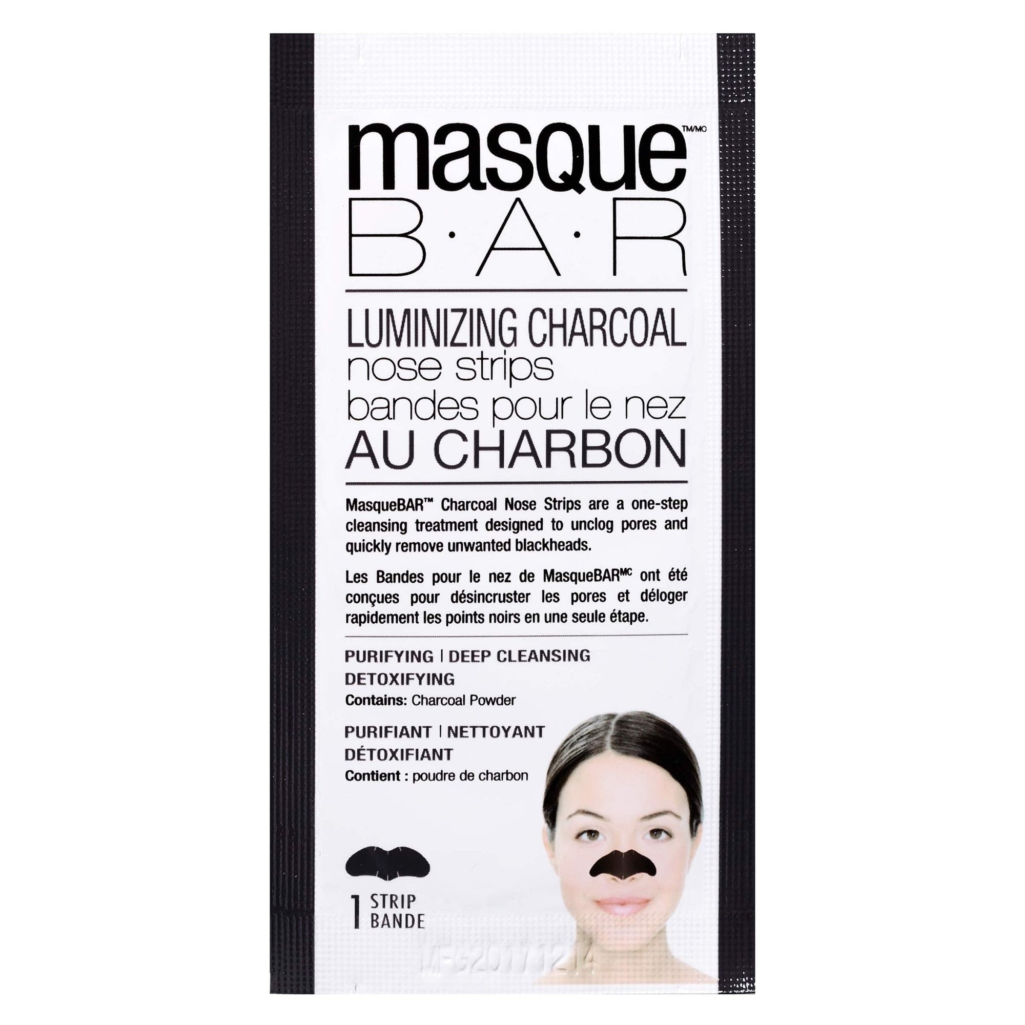 masque BAR Luminizing Charcoal Nose Strips, Blackhead Remover Mask, Peel Off Nose Strips & Pore Cleaner for Blackheads - 6 Masks/Boxmasque BAR628816006773Nose StripsNose Strips