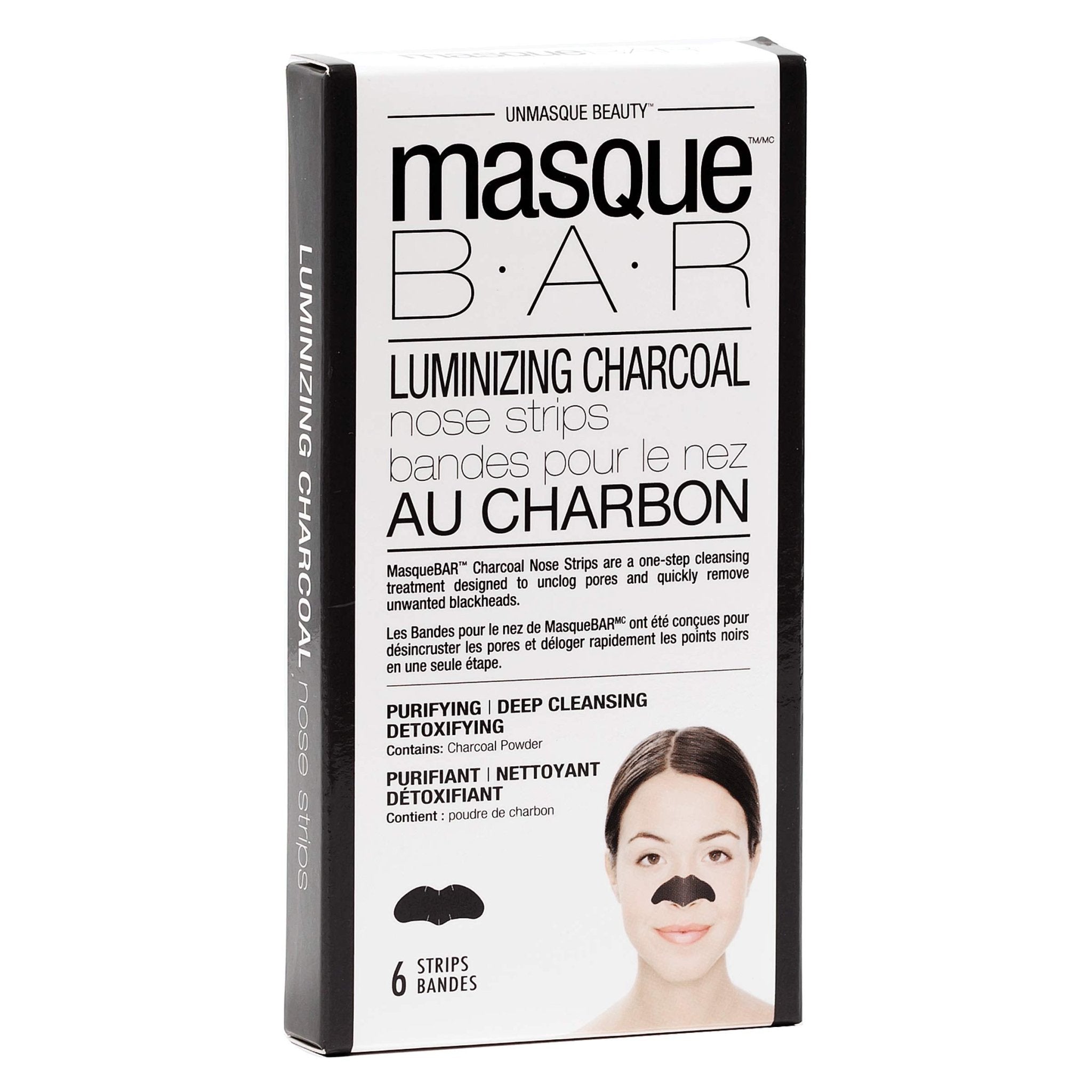 masque BAR Luminizing Charcoal Nose Strips, Blackhead Remover Mask, Peel Off Nose Strips & Pore Cleaner for Blackheads - 6 Masks/Boxmasque BAR628816006773Nose StripsNose Strips
