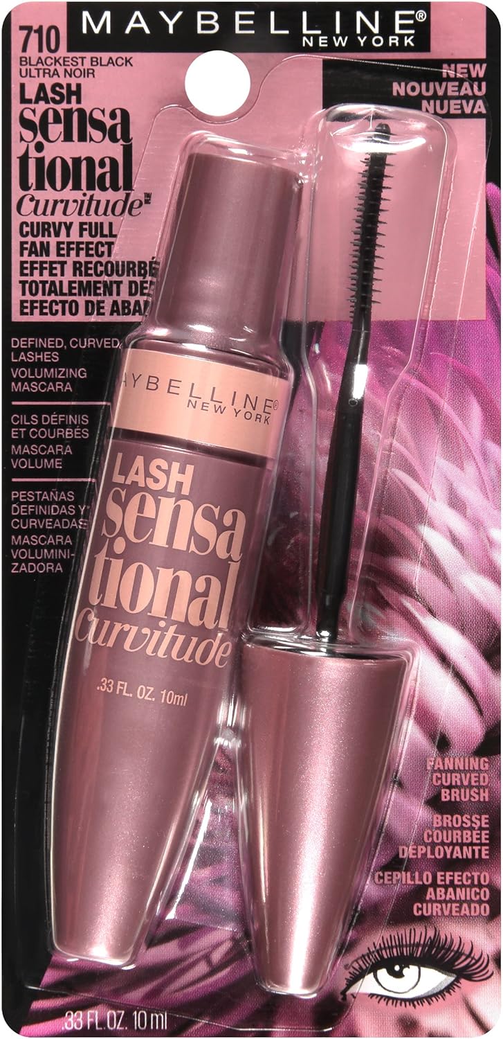 Maybelline New York Lash Sensational Curvitude Washable Mascara - Blackest Black, 0.33 Fluid OunceMAYBELLINE041554496185MascaraMascara