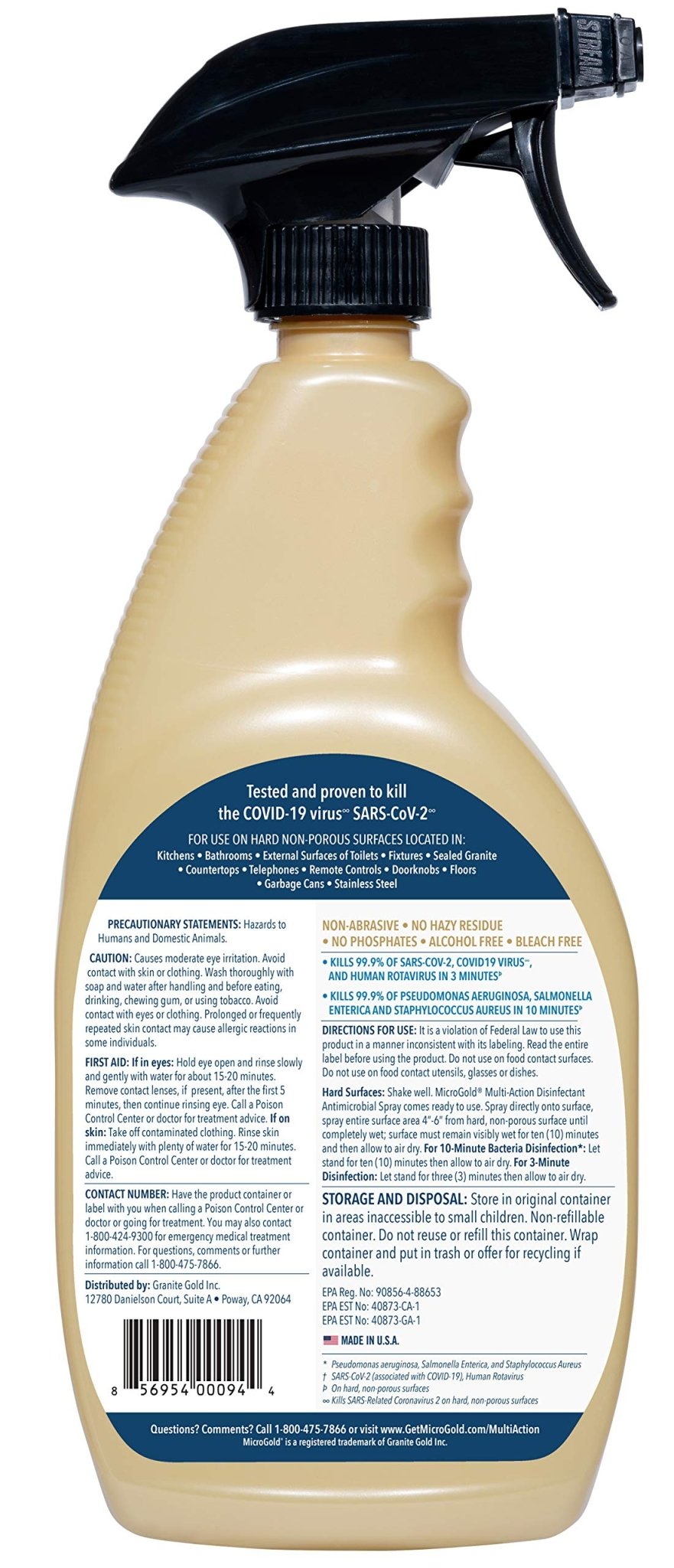Microgold Multi - Action Disinfectant Antimicrobial Spray, Kills 99.9% of Viruses and Bacteria - 710 mlMicroGold47131800Disinfectant SprayDisinfectant Spray