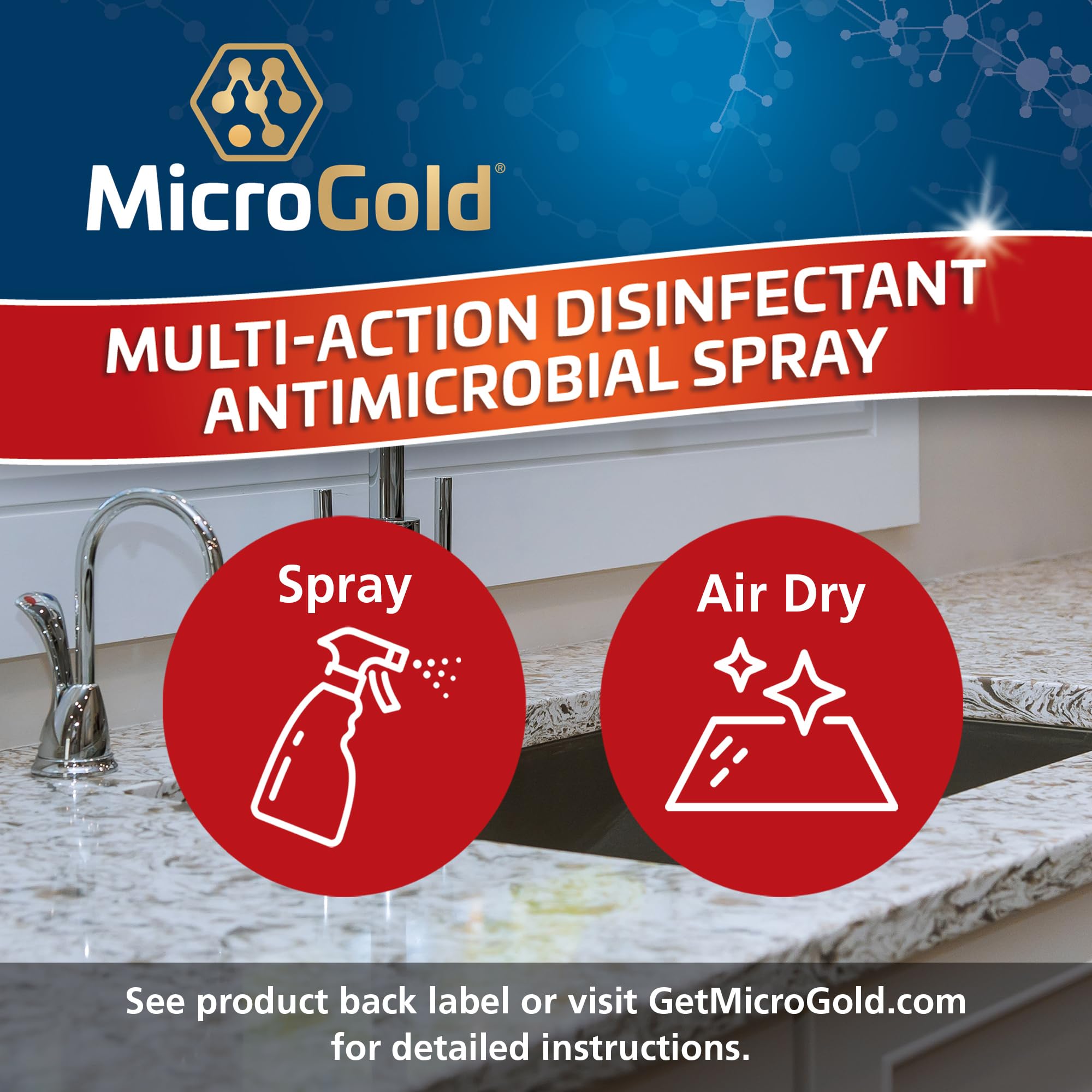 Microgold Multi - Action Disinfectant Antimicrobial Spray, Kills 99.9% of Viruses and Bacteria - 710 mlMicroGold47131800Disinfectant SprayDisinfectant Spray