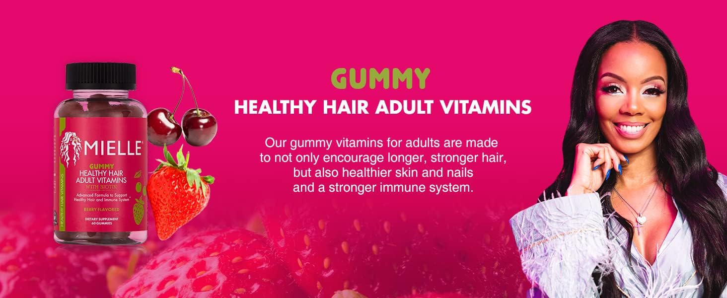 Mielle Organics Adult Healthy Hair Formula Gummy Vitamins with Biotin, 60 CountMielle Organics854102006510Hair Formula Gummy VitaminsHair Formula Gummy Vitamins