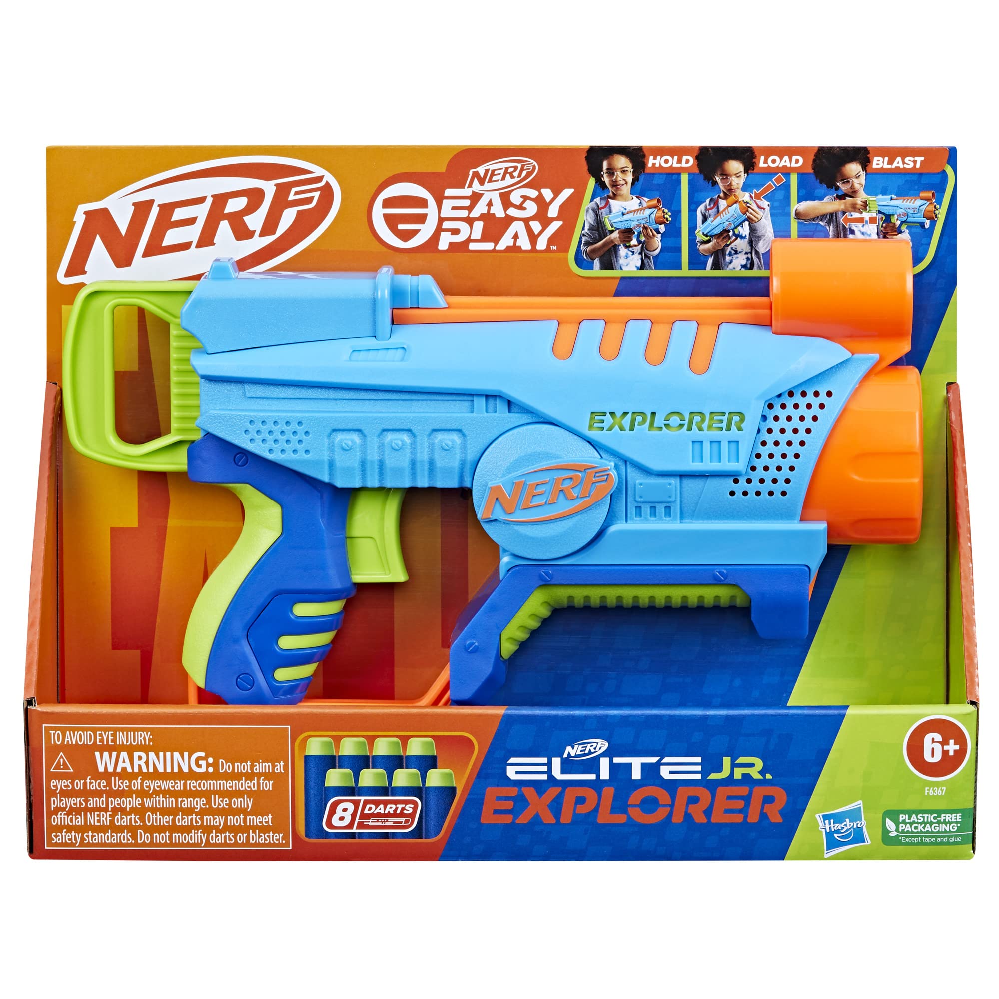 NERF Elite Junior Explorer Easy - Play Toy Foam Blaster, 8 Darts for Kids Outdoor Games, Ages 6 & UpNerf195166206929Toy GunToy Gun