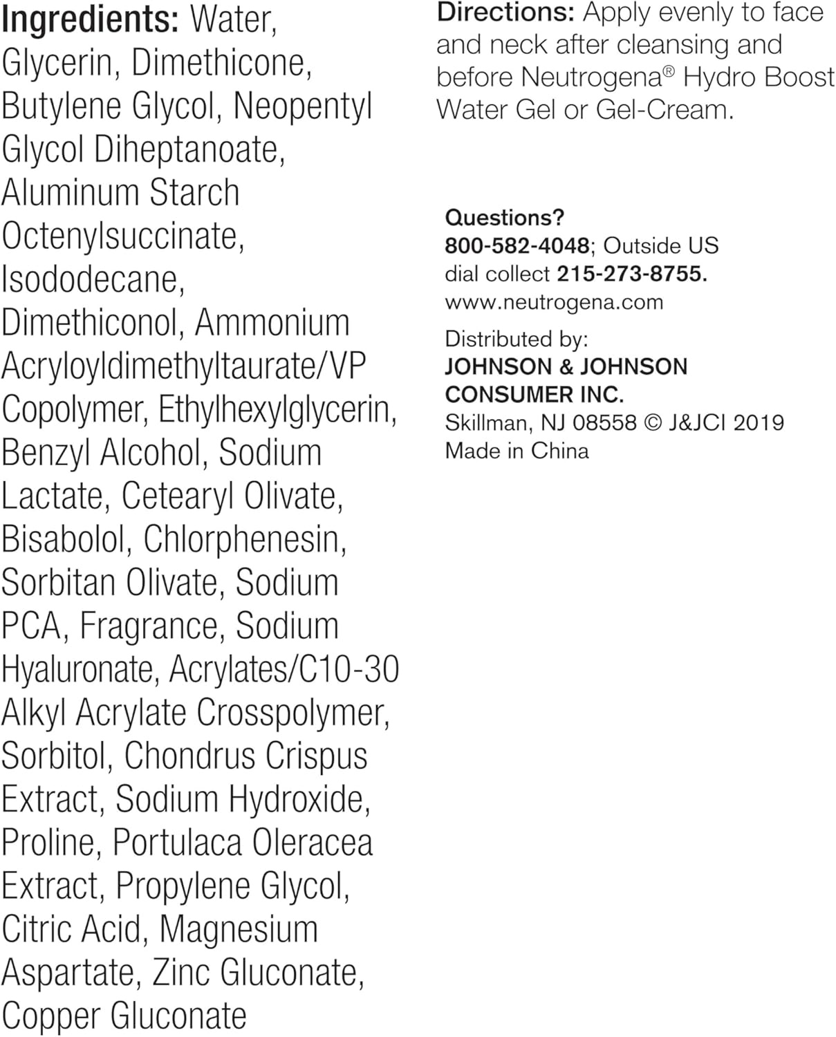 Neutrogena Hydro Boost Hyaluronic Acid Hydrating Face Serum for Dry Skin, Oil - Free and Non - Comedogenic - 30 mlNeutrogena070501100134Face SerumFace Serum