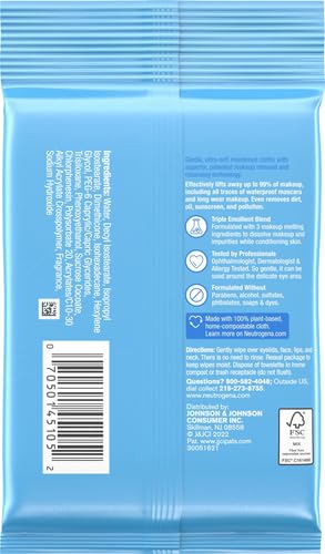 Neutrogena Makeup Remover Facial Ultra Soft Cleansing Towelettes, Daily Face Wipes to Remove Dirt, Oil, Makeup & Waterproof Mascara, Gentle, Alcohol - Free, 25 ctNeutrogena070501051054cleanser wipescleanser wipes