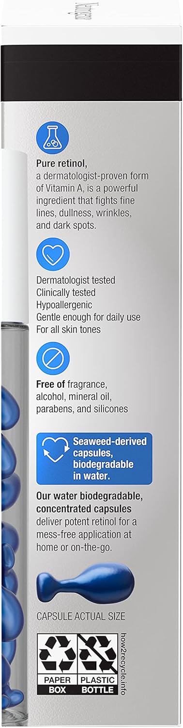 Neutrogena Rapid Wrinkle Repair Retinol Face Serum Capsules, Fragrance - Free Daily Facial Serum with Retinol that fights Fine Lines, Wrinkles, Dullness, Alcohol - Free & Non - Greasy, 30 ctNeutrogena070501194195Face SerumFace Serum