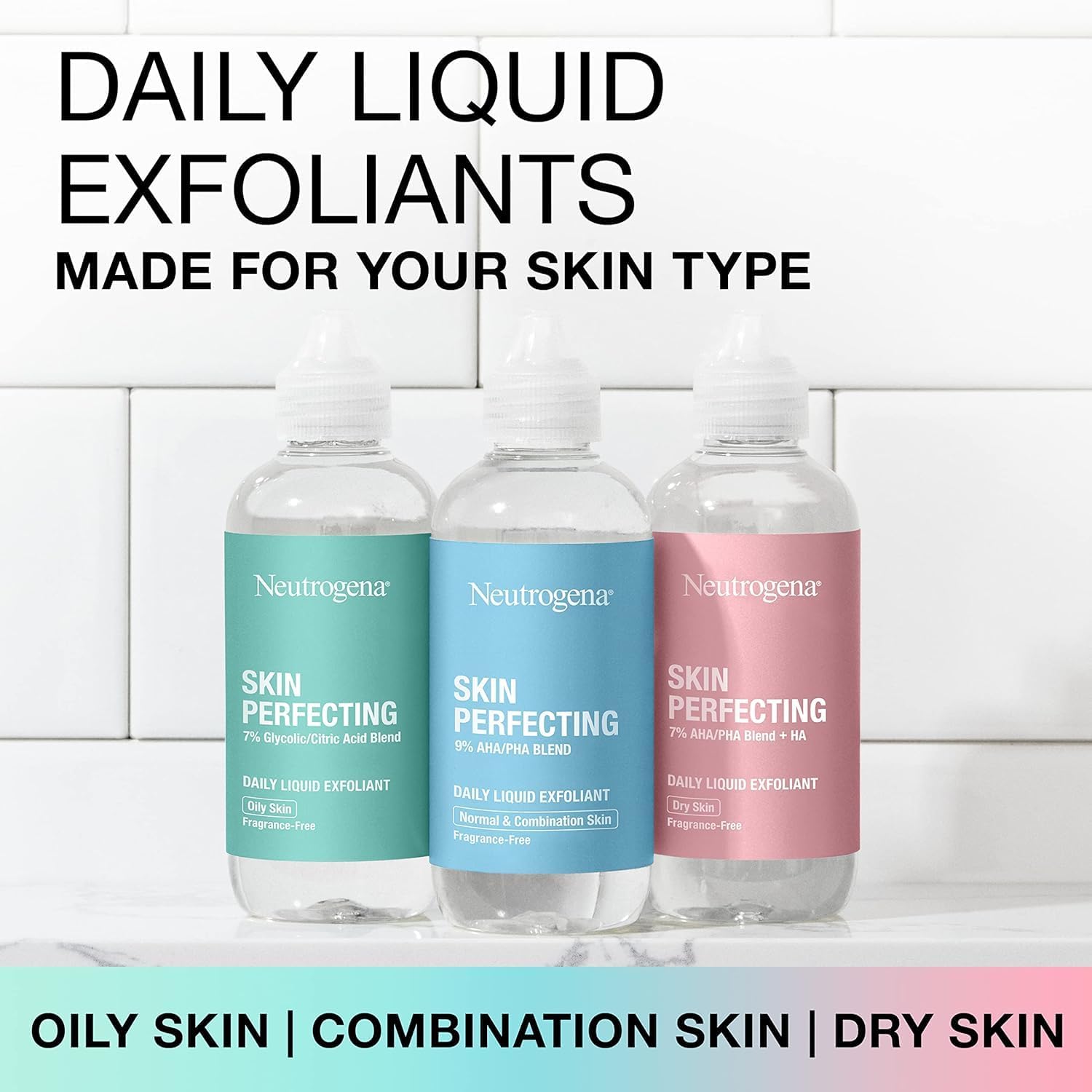 Neutrogena Skin Perfecting Daily Liquid Facial Exfoliant with 7% AHA/PHA Blend + HA to Smooth, Exfoliate & Replenish Dry Skin, Leave - On Face Exfoliator, Oil - & Fragrance - Free - 118 mlNeutrogena070501102169Face ExfoliatorsFace Exfoliators