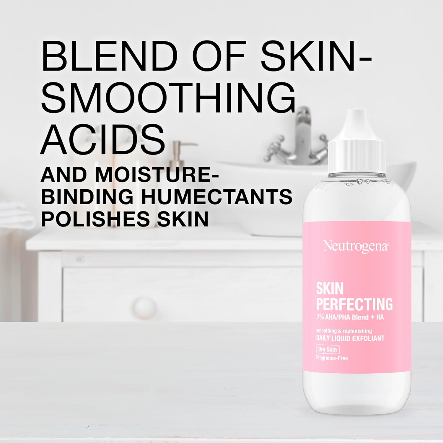 Neutrogena Skin Perfecting Daily Liquid Facial Exfoliant with 7% AHA/PHA Blend + HA to Smooth, Exfoliate & Replenish Dry Skin, Leave - On Face Exfoliator, Oil - & Fragrance - Free - 118 mlNeutrogena070501102169Face ExfoliatorsFace Exfoliators