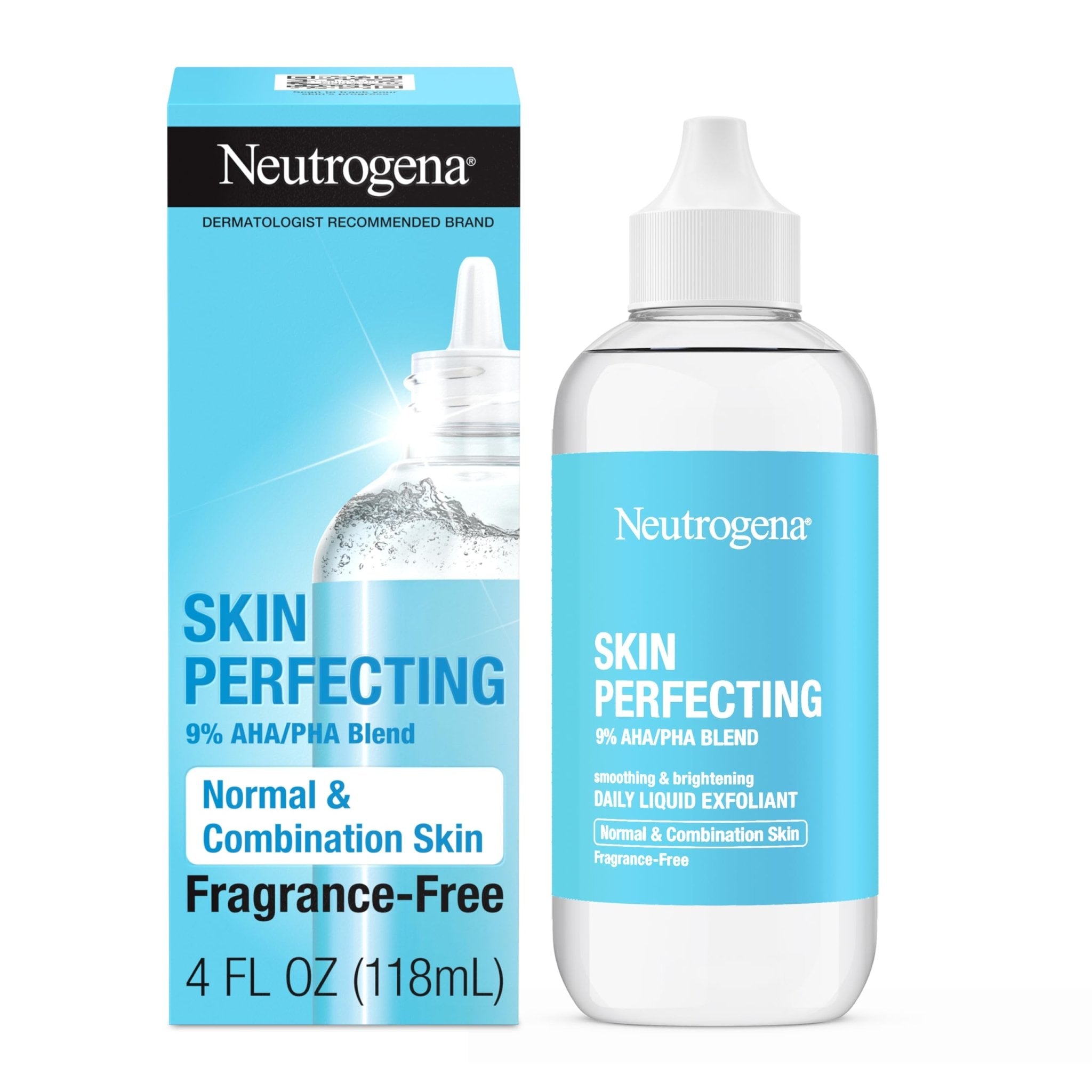 Neutrogena Skin Perfecting Daily Liquid Facial Exfoliant with 9% AHA/PHA Blend for Normal & Combination Skin, Smoothing & Brightening Leave - On Exfoliator, Oil - & Fragrance - Free 118 mlNeutrogena070501102183Face ExfoliatorsFace Exfoliators