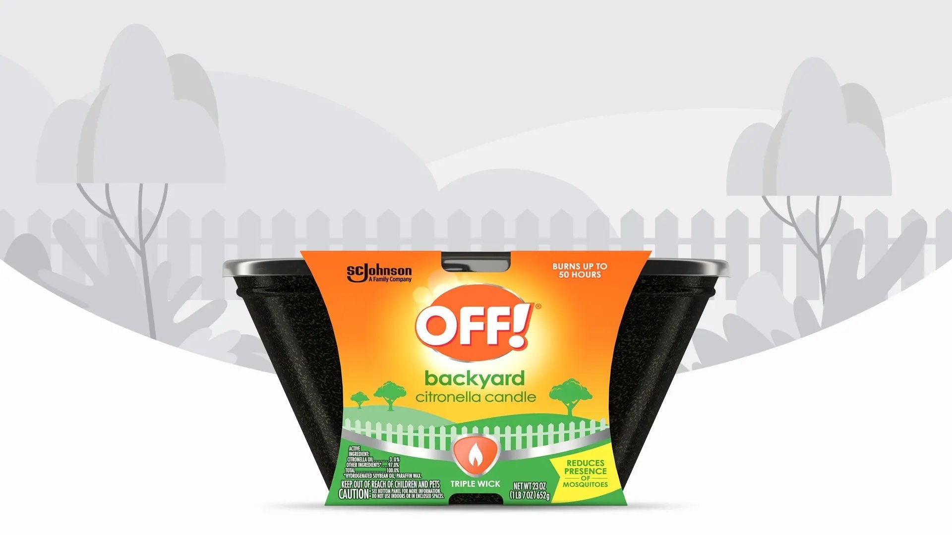 Off! Table top Triple - Wick Citronella Candle - 652 gOFF!046500711701Insect RepellentInsect Repellent