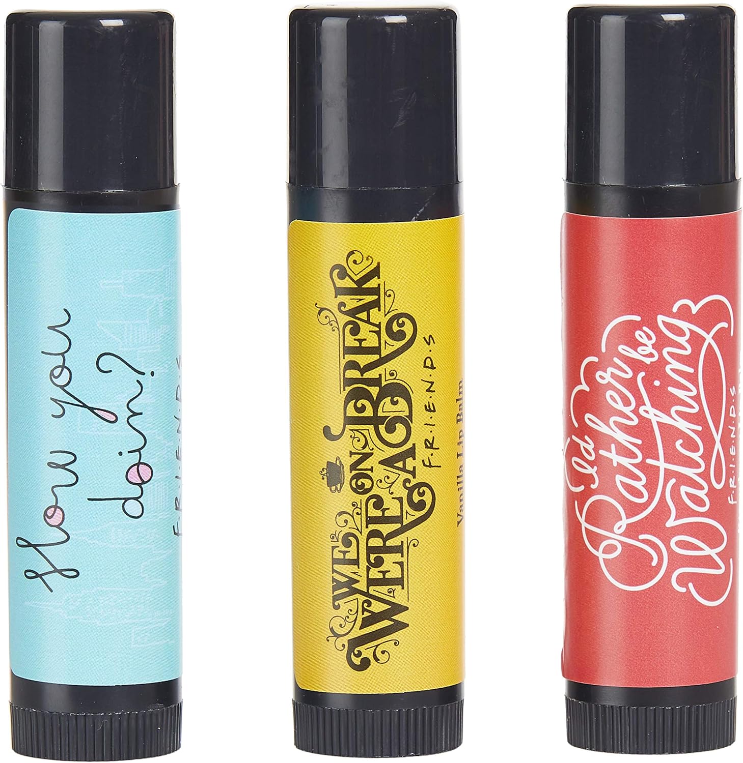 Paladone Friends Lip Balm Trio - Set of Three Flavoured Lip Balms, Strawberry, Vanilla, CherryPaladone5055964752439Lip BalmLip Balm