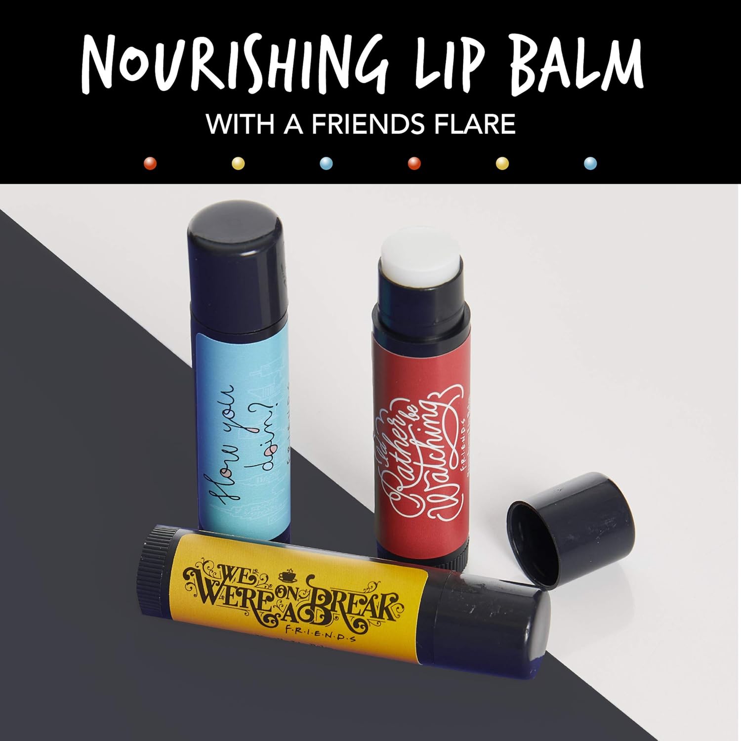 Paladone Friends Lip Balm Trio - Set of Three Flavoured Lip Balms, Strawberry, Vanilla, CherryPaladone5055964752439Lip BalmLip Balm